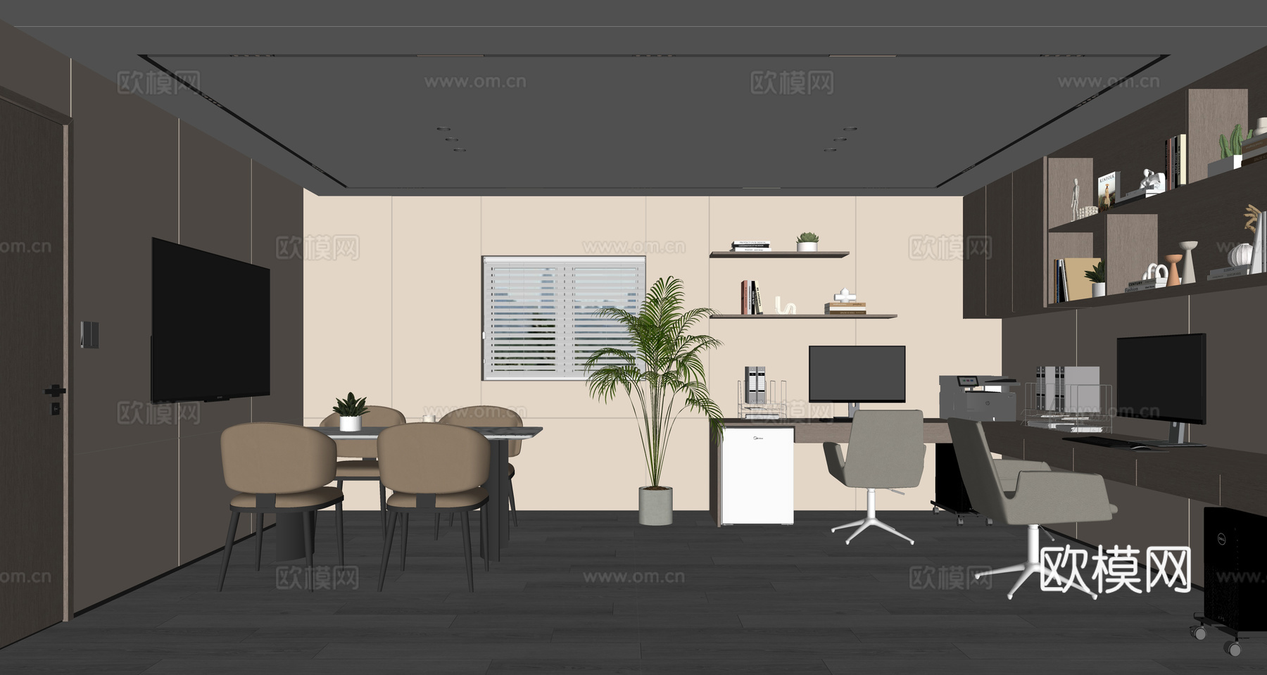 现代办公室su模型