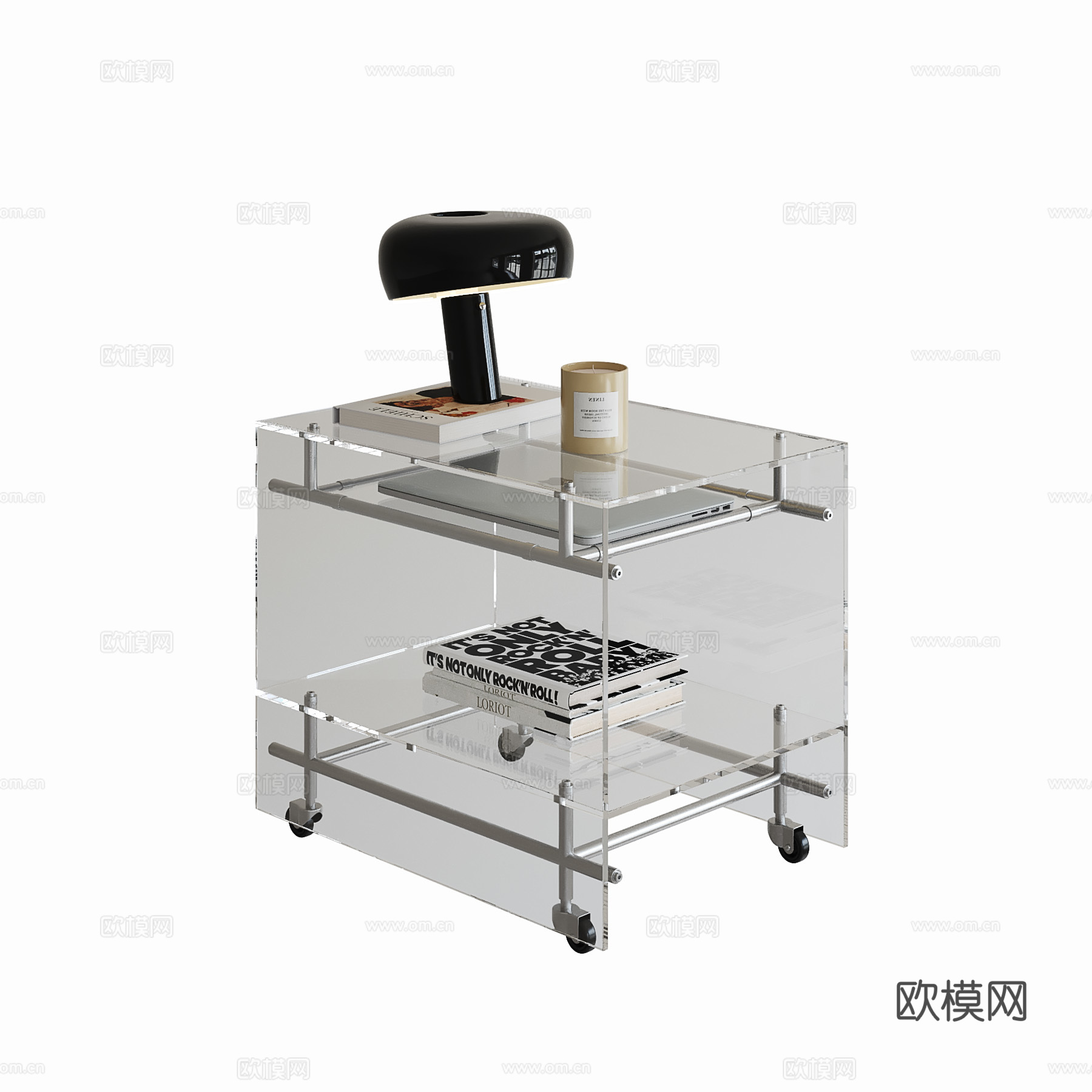 现代简约玻璃边几su模型