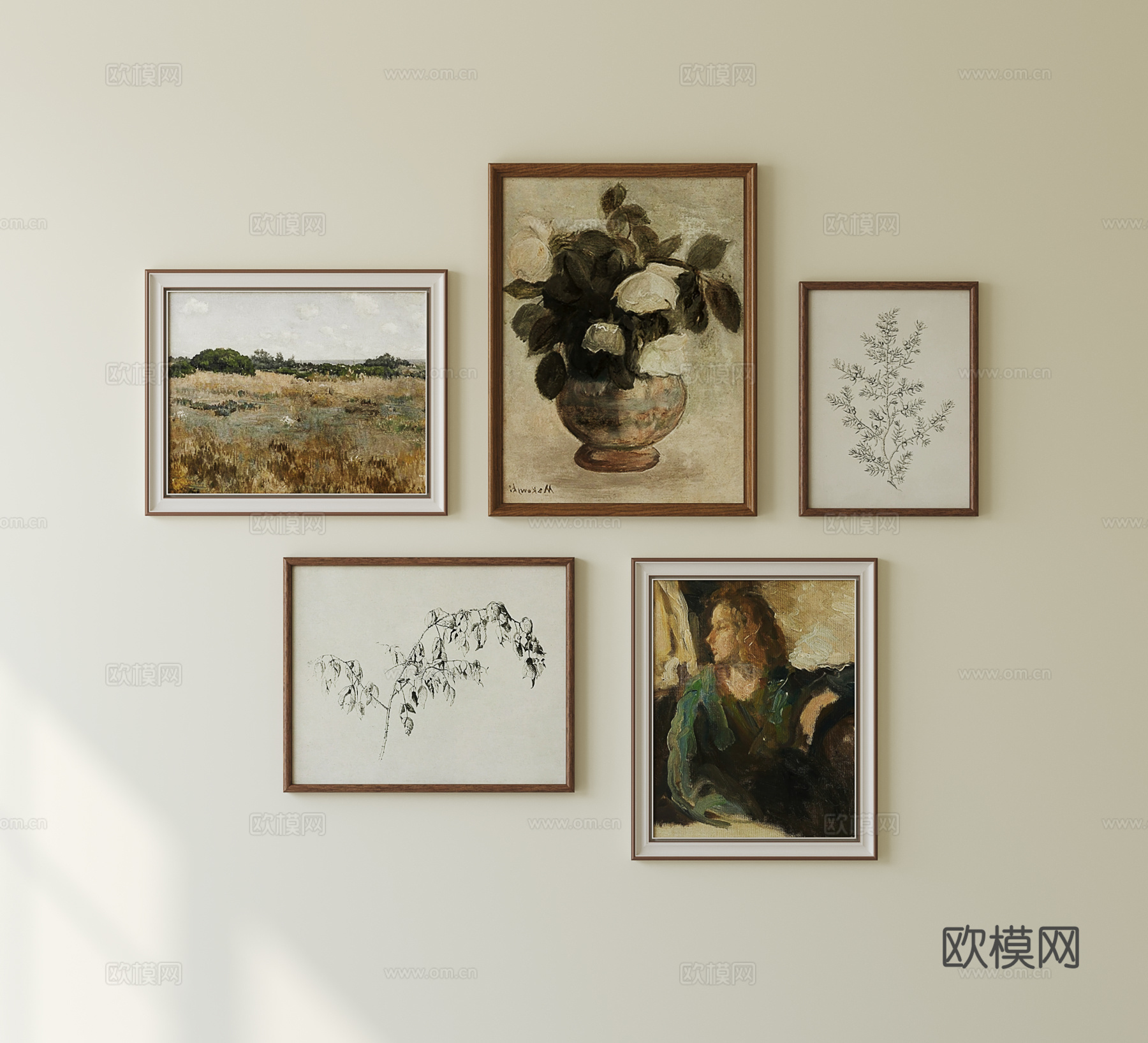 法式复古挂画组合3d模型下载