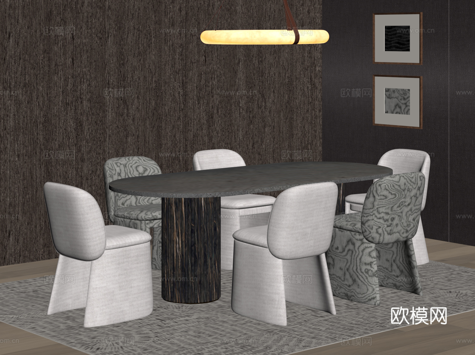 现代餐桌椅su模型