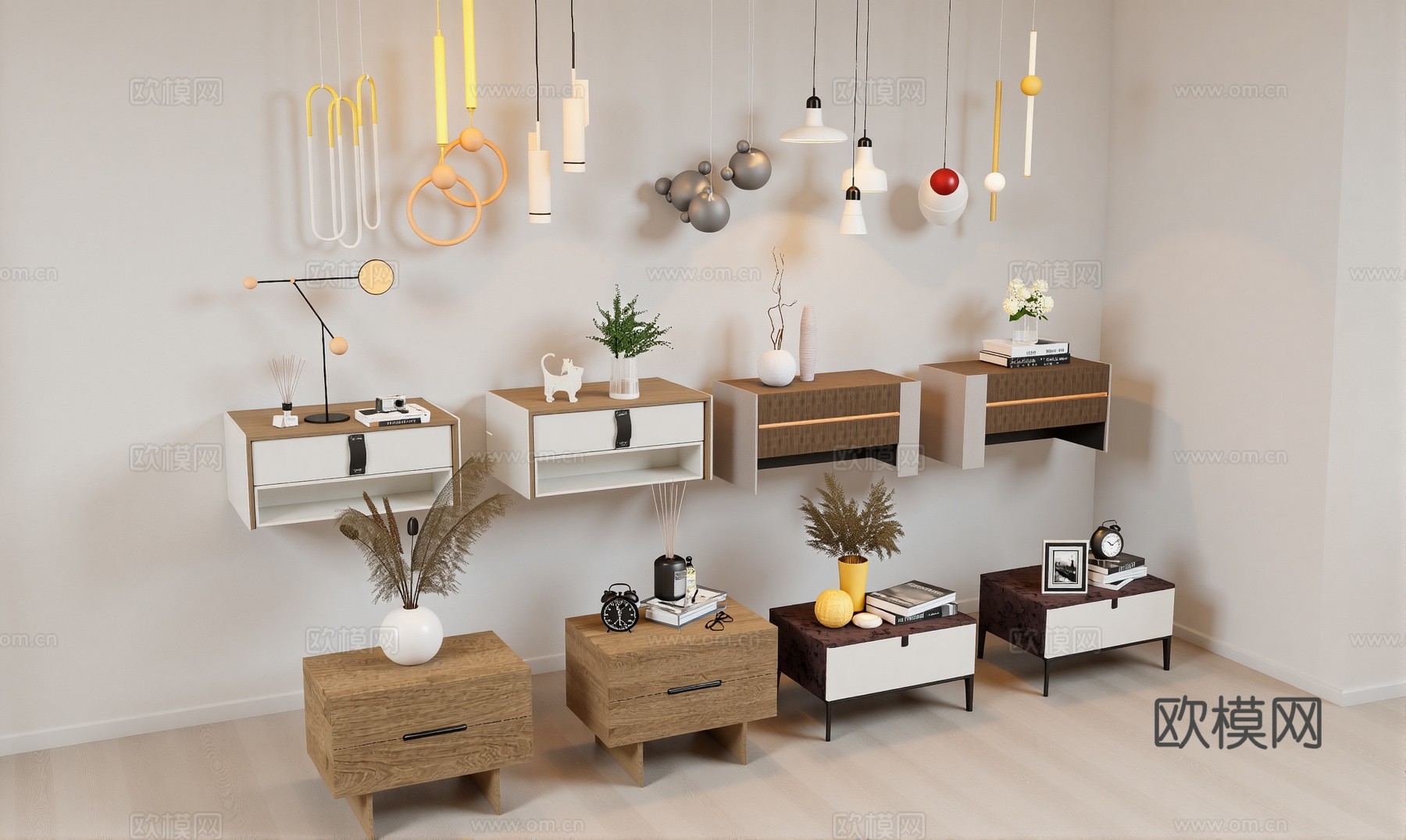 现代床头柜组合su模型