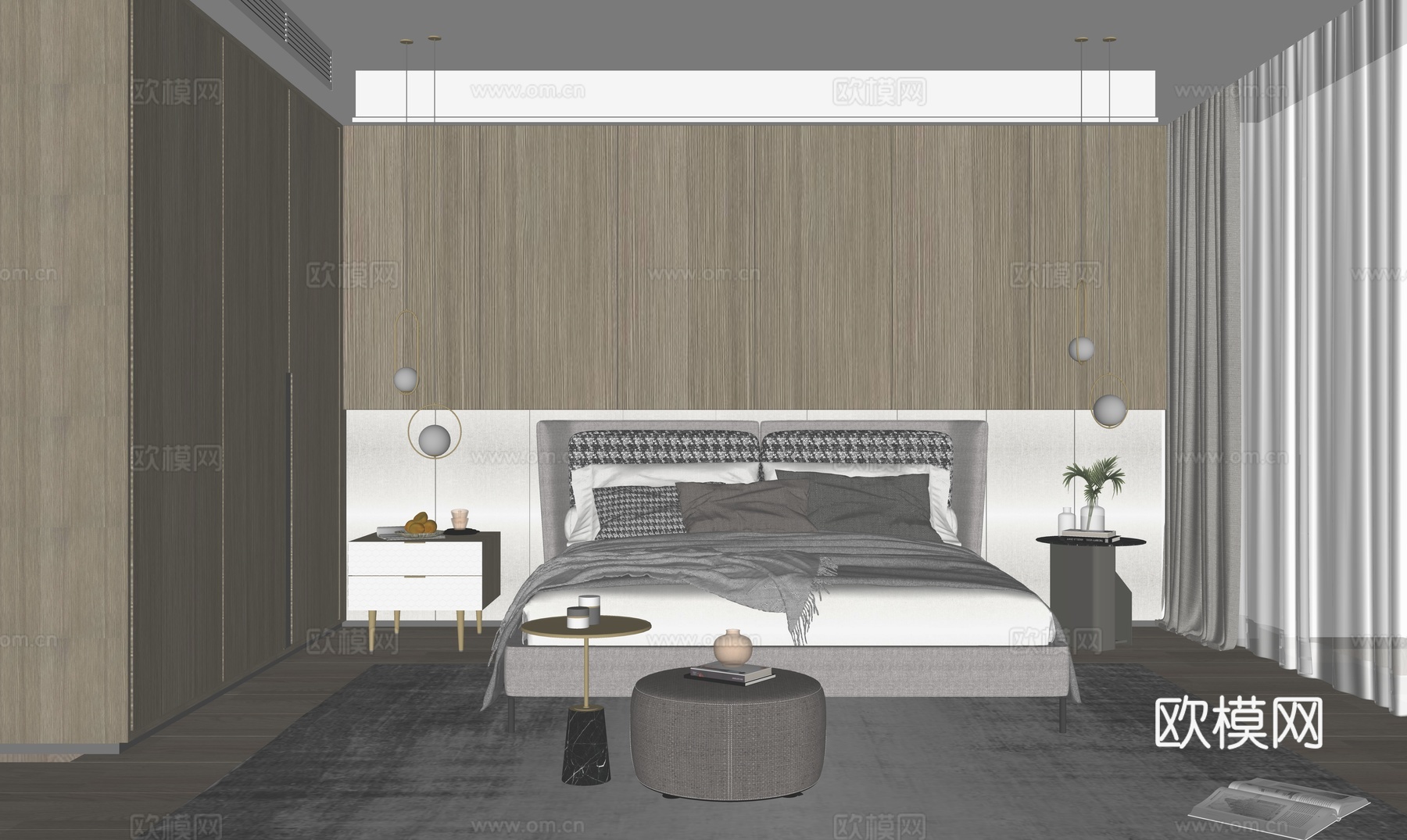 现代卧室su模型
