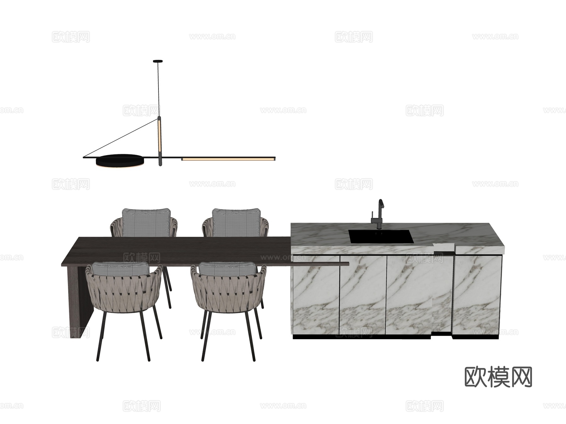 岛台中岛 岛台餐桌 中岛餐桌su模型