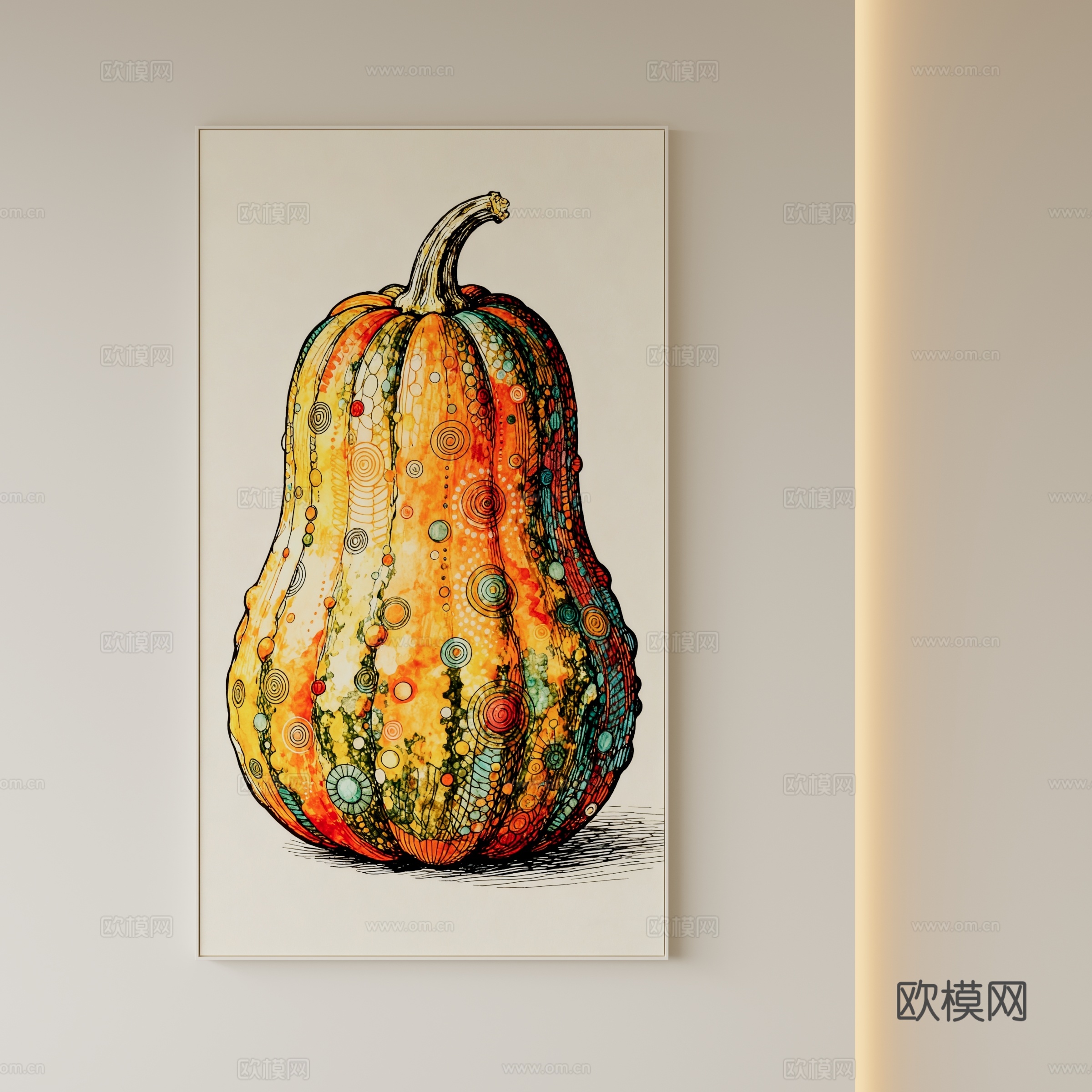 现代抽象植物挂画su模型