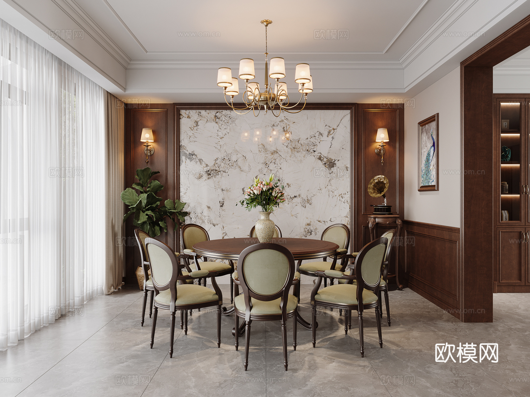 美式餐厅su模型