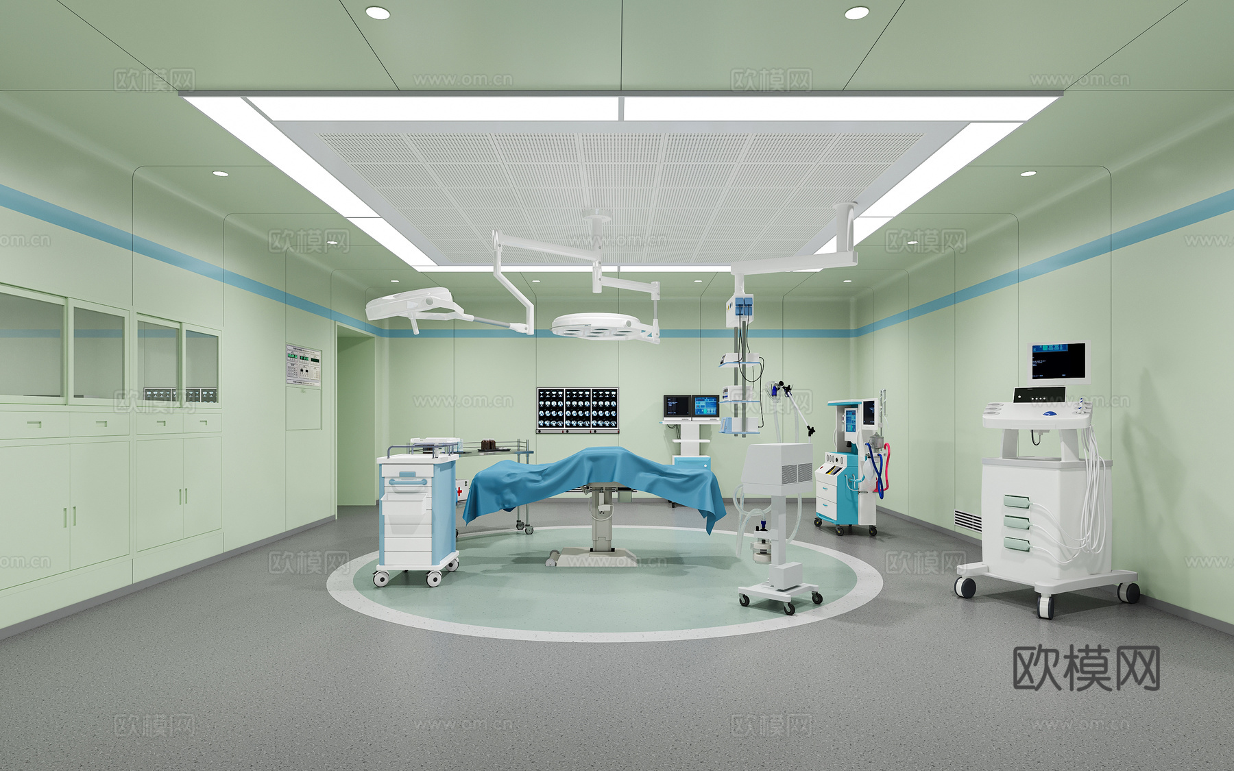现代手术室刷手室3d模型下载（渲染图2）