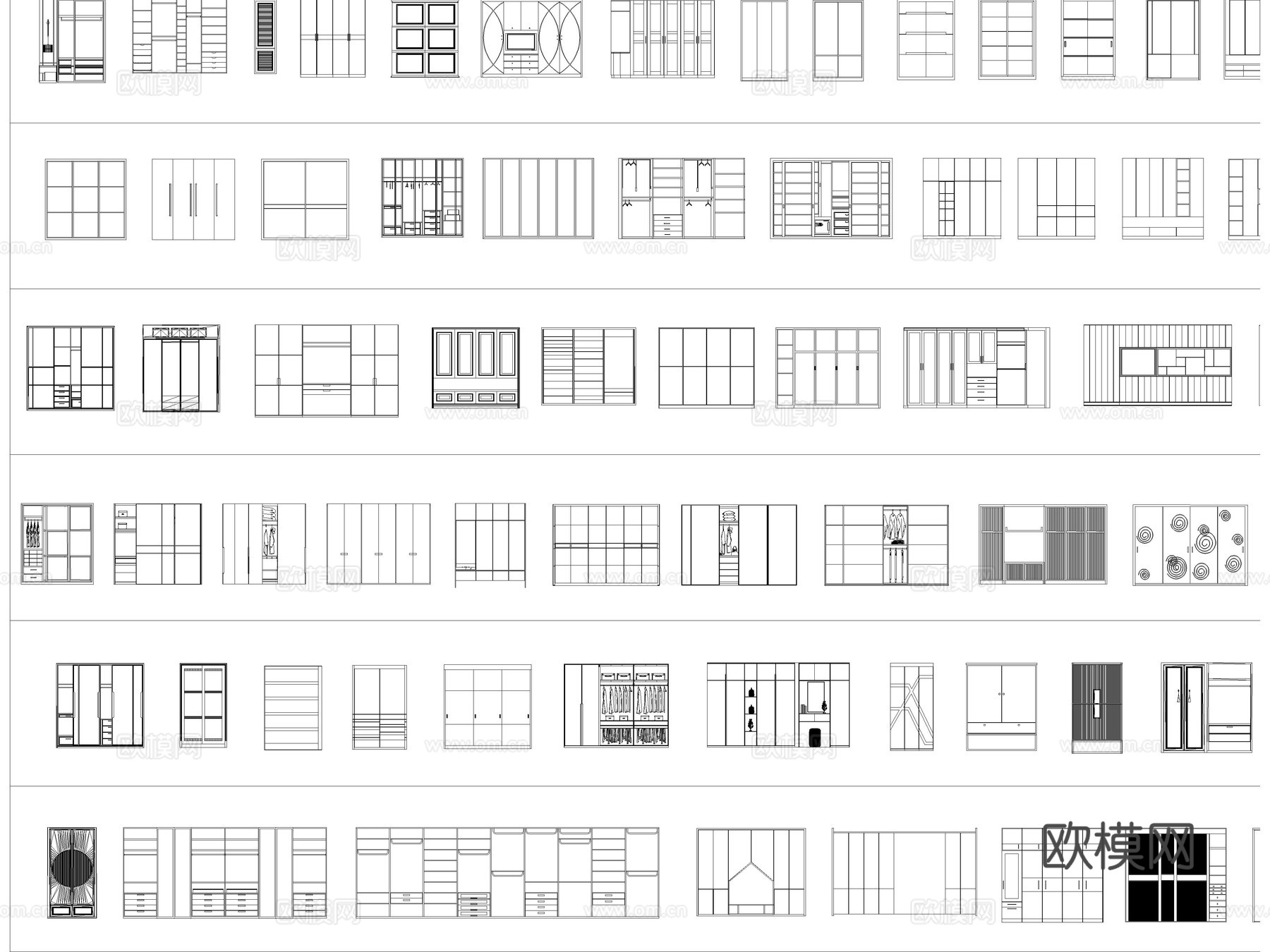 2026年最新衣柜衣橱衣帽间柜子CAD图库cad施工图