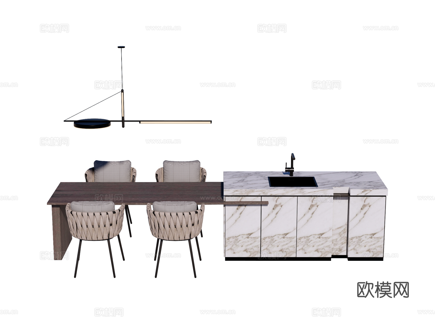 岛台中岛 岛台餐桌 中岛餐桌su模型