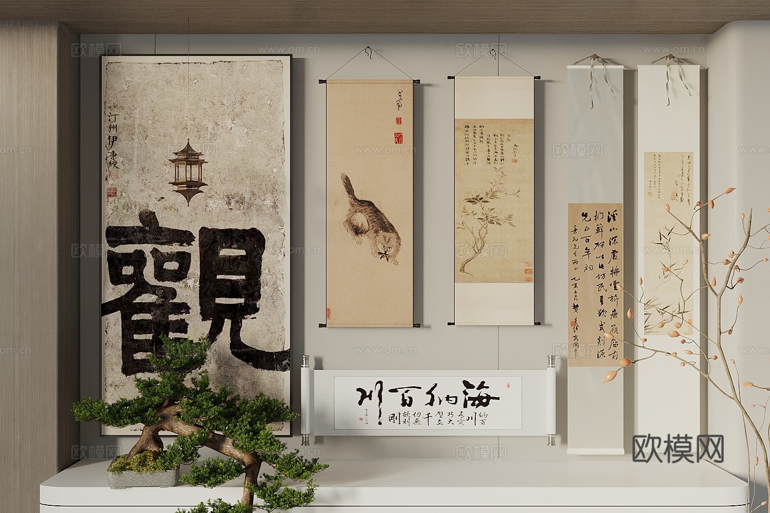 宋式挂画 客厅挂画 中式挂画 字画 国画 山水画3d模型下载