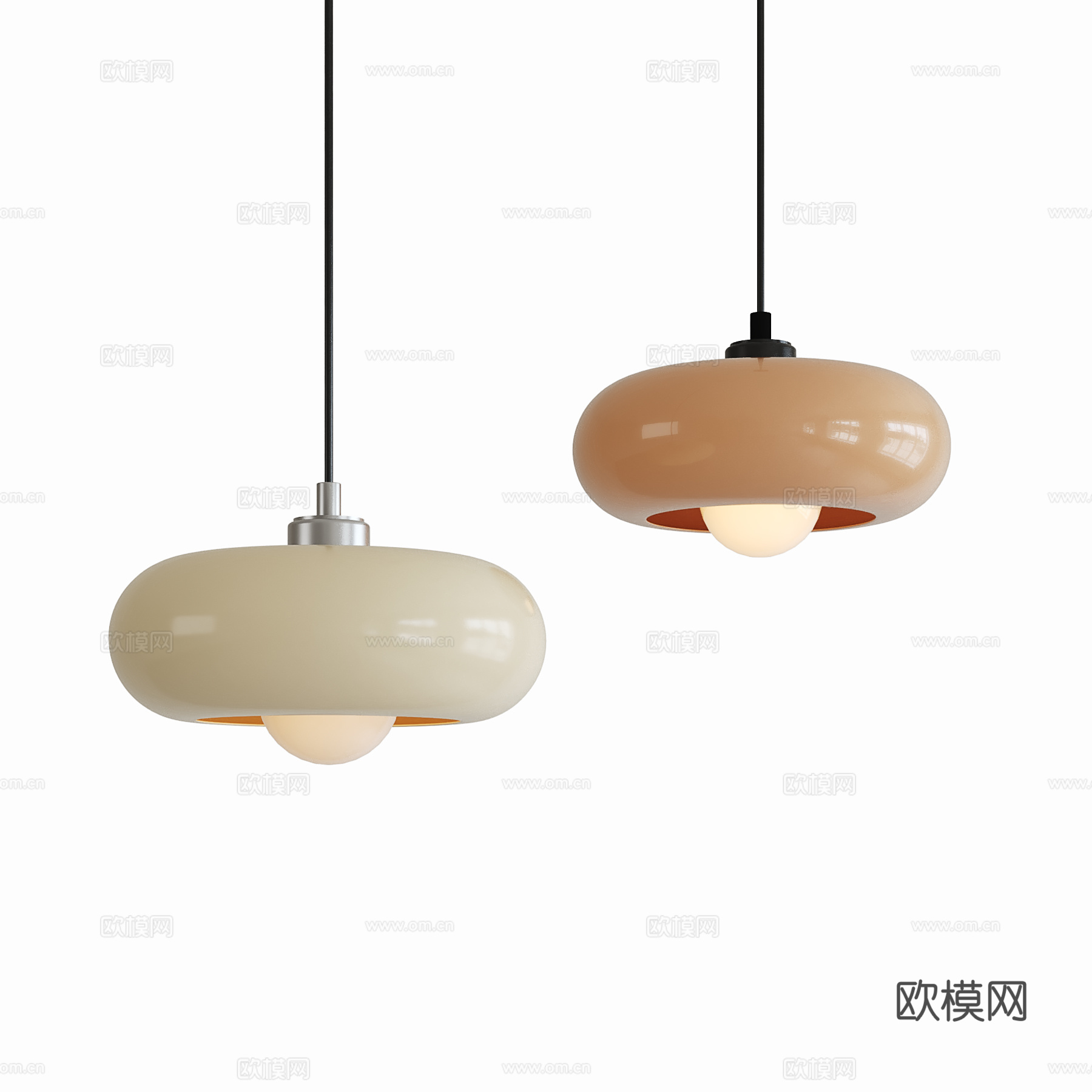 现代奶油小吊灯su模型