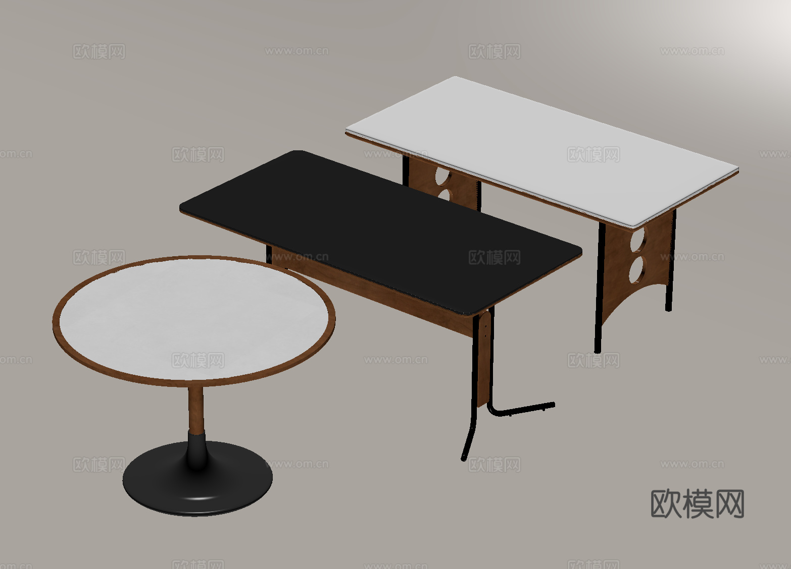 中古餐桌 实木餐桌 中古包豪斯餐桌su模型
