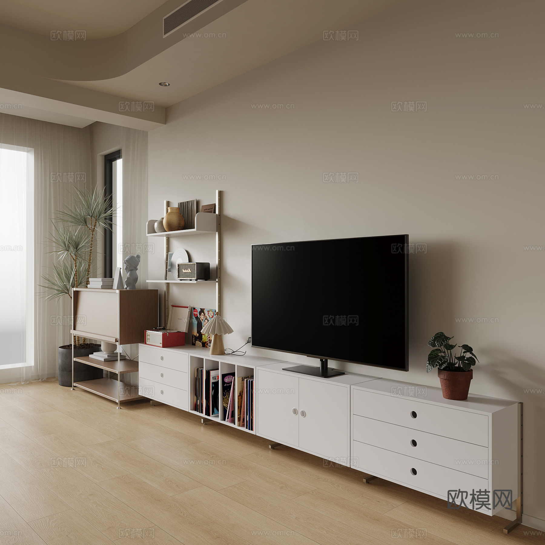 现代电视柜su模型