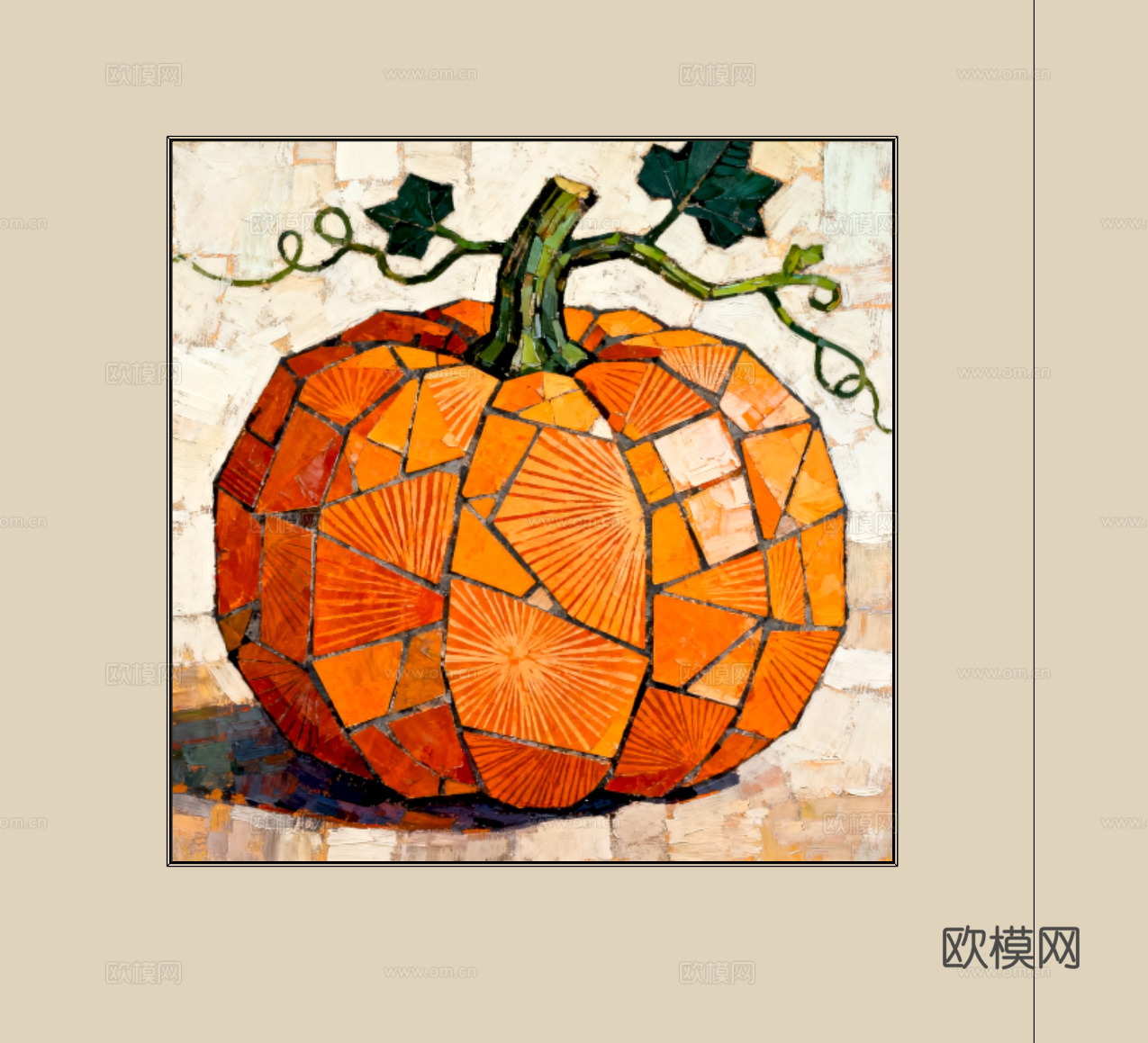 现代抽象植物挂画su模型