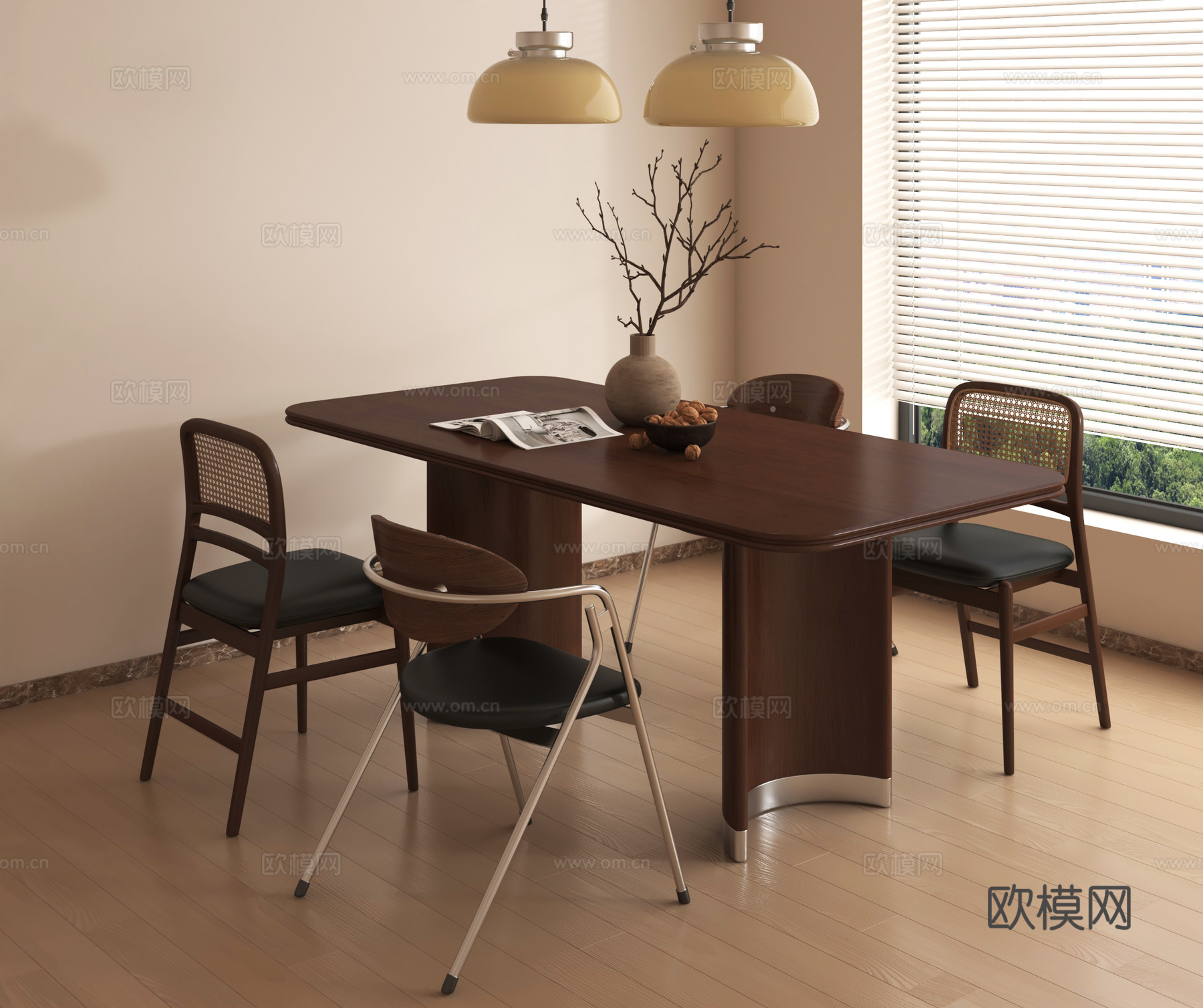 中古餐桌椅组合su模型