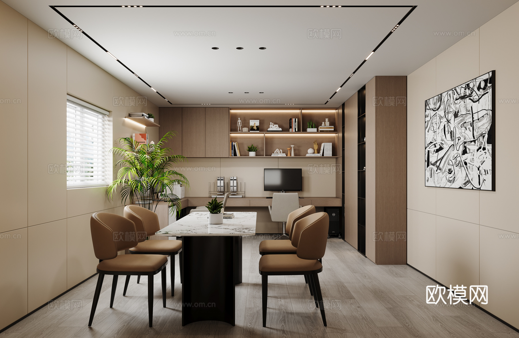 现代办公室3d模型下载（渲染图2）