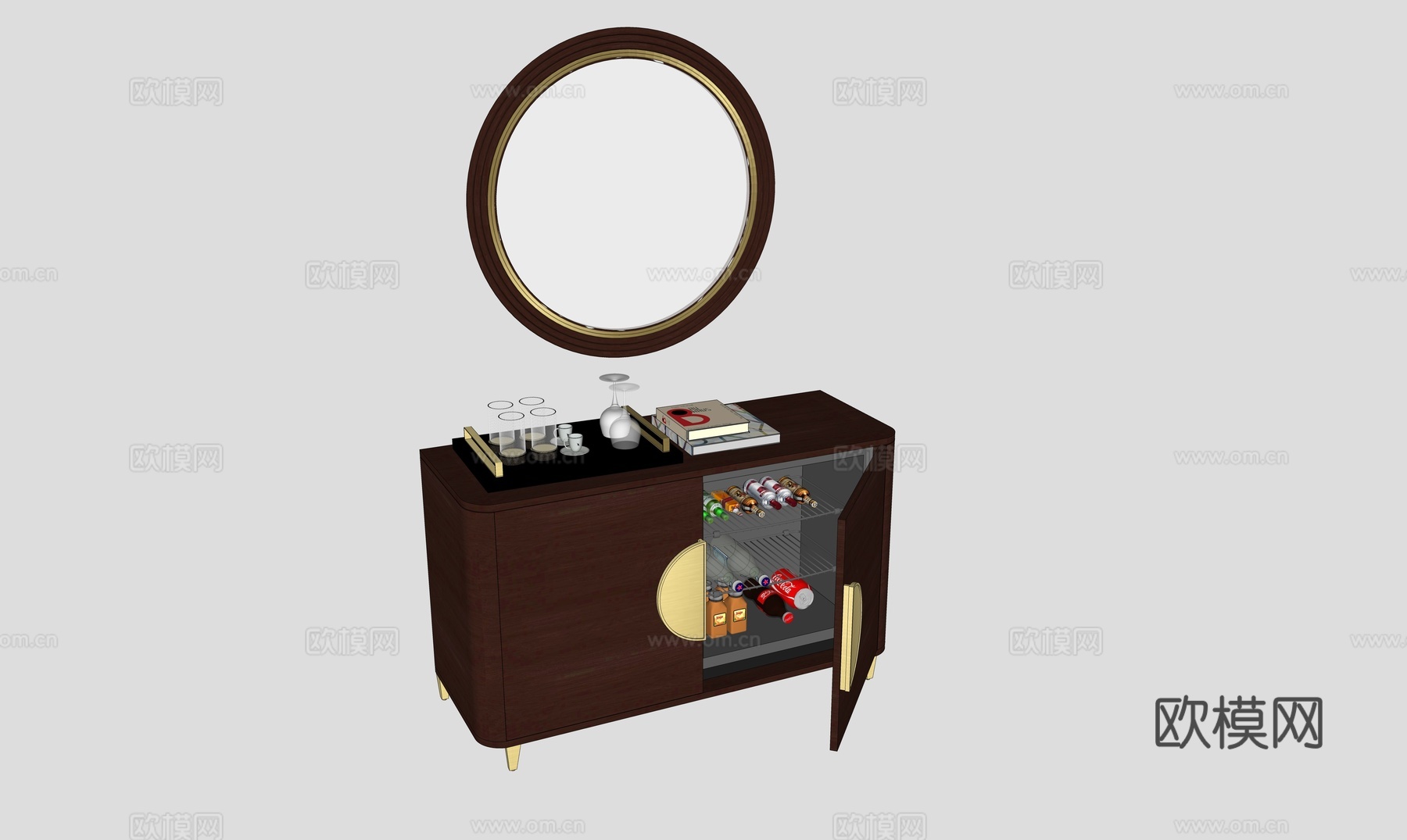 新中式梳妆台su模型