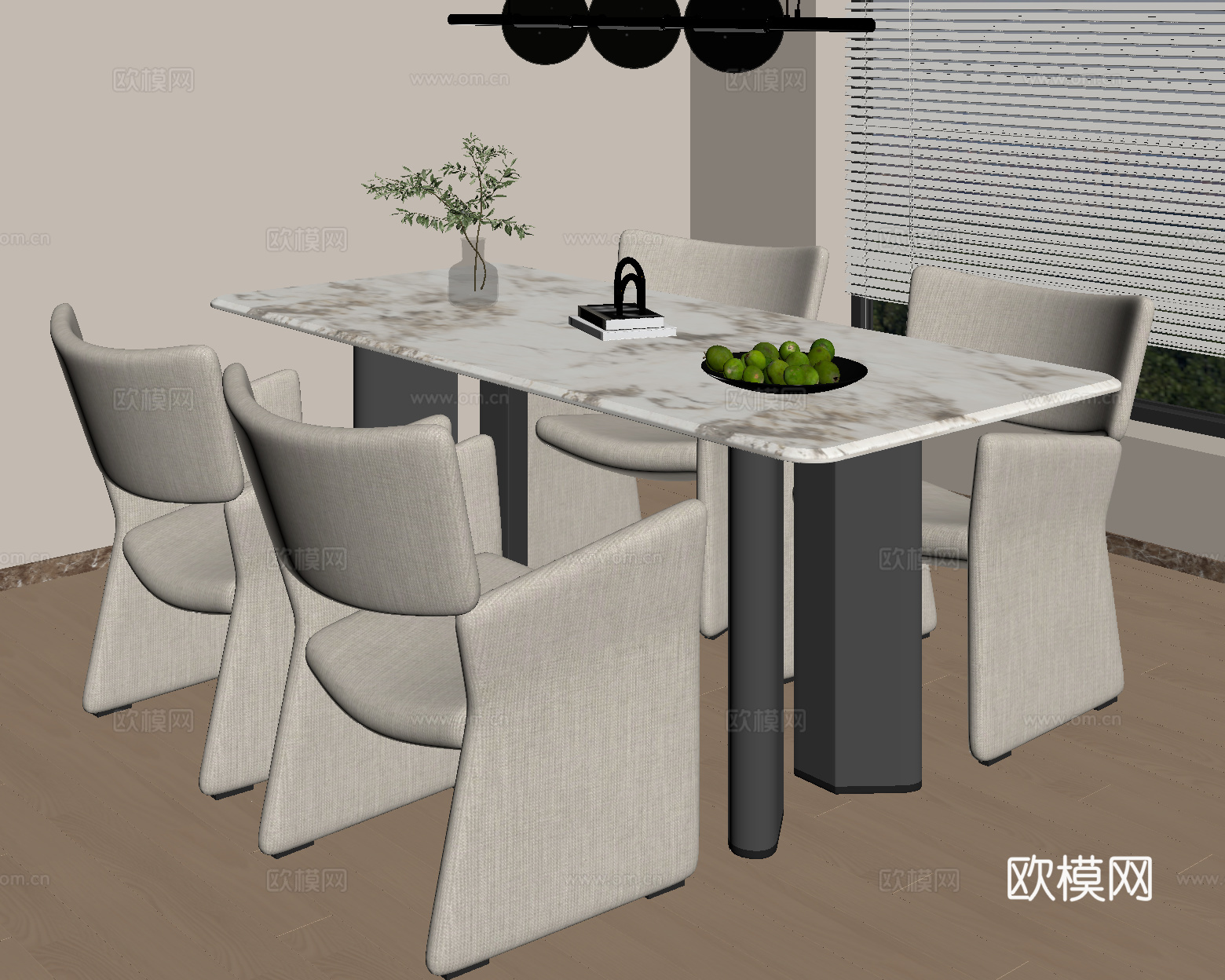 现代餐桌椅组合su模型