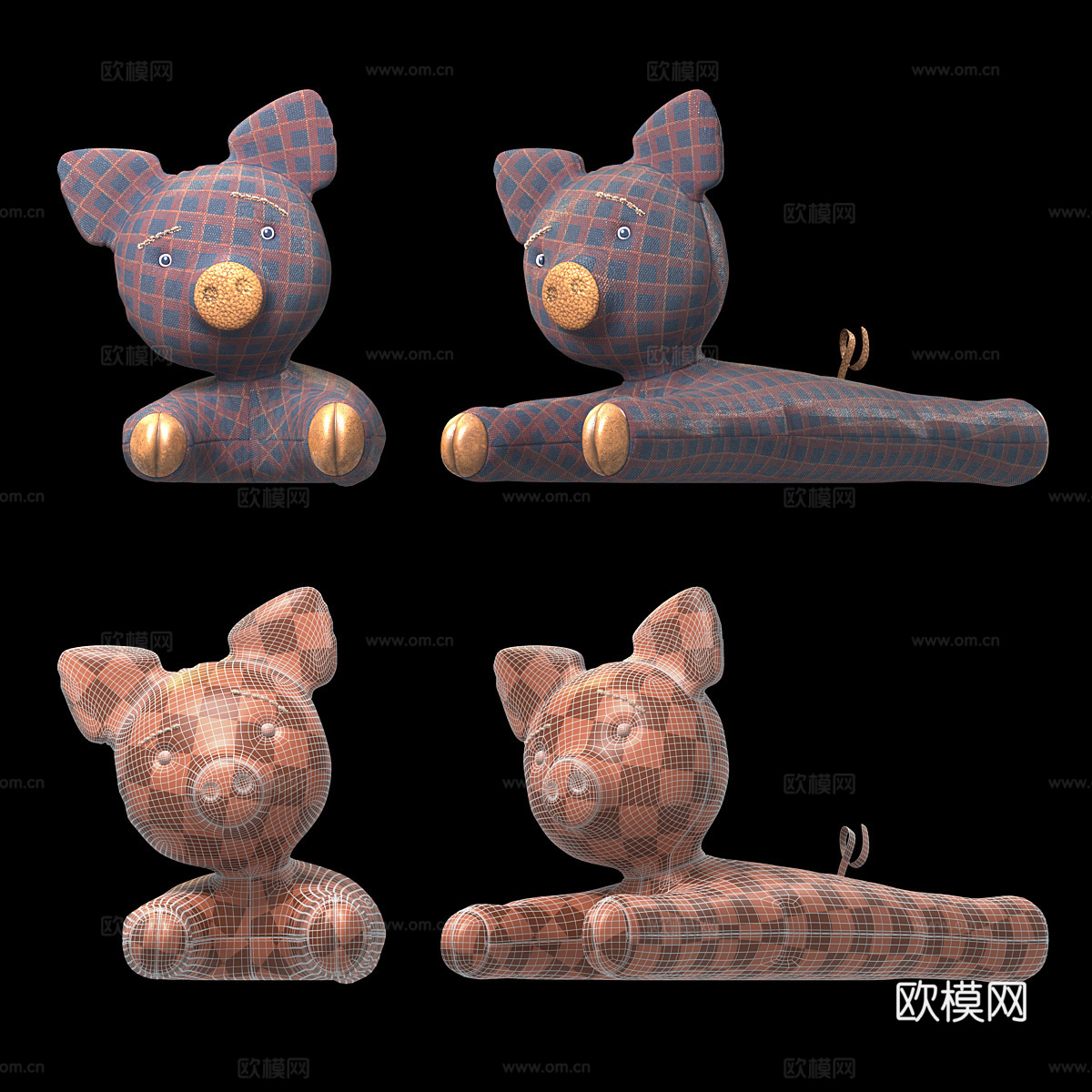 鸡鸭鹅猪毛绒玩具3d模型下载（渲染图4）