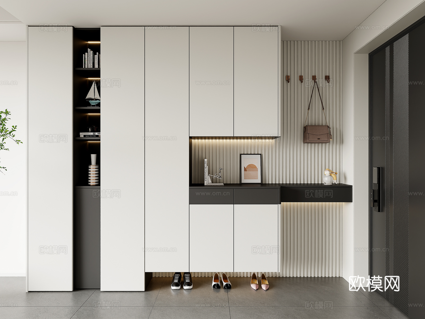 现代入户鞋柜 玄关鞋柜  装饰柜su模型