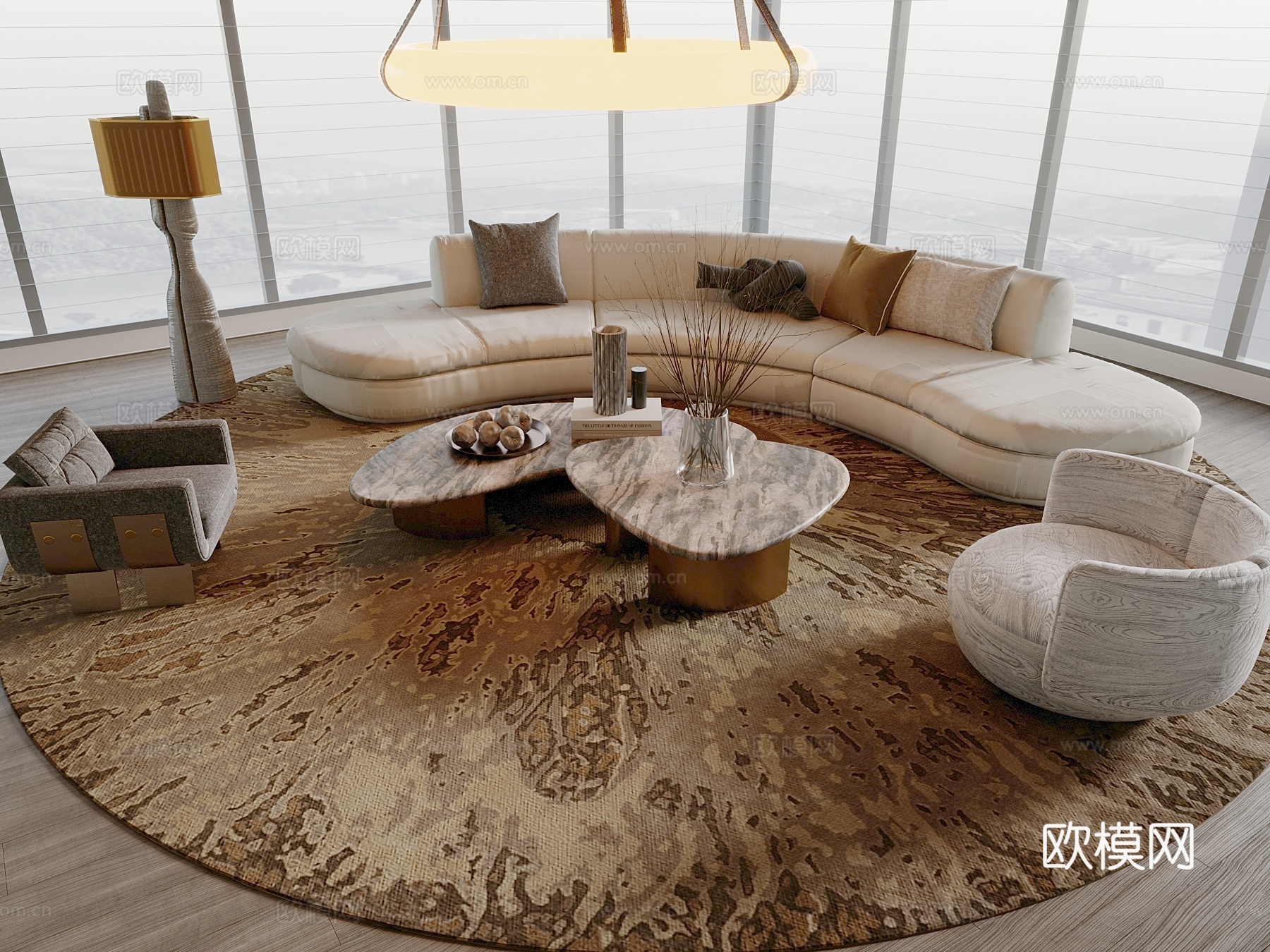 现代沙发茶几组合su模型