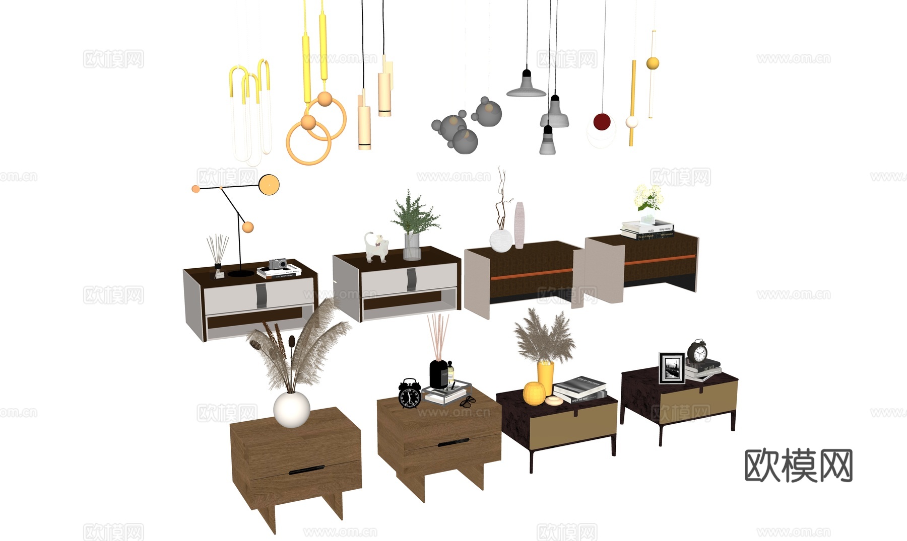 现代床头柜组合su模型