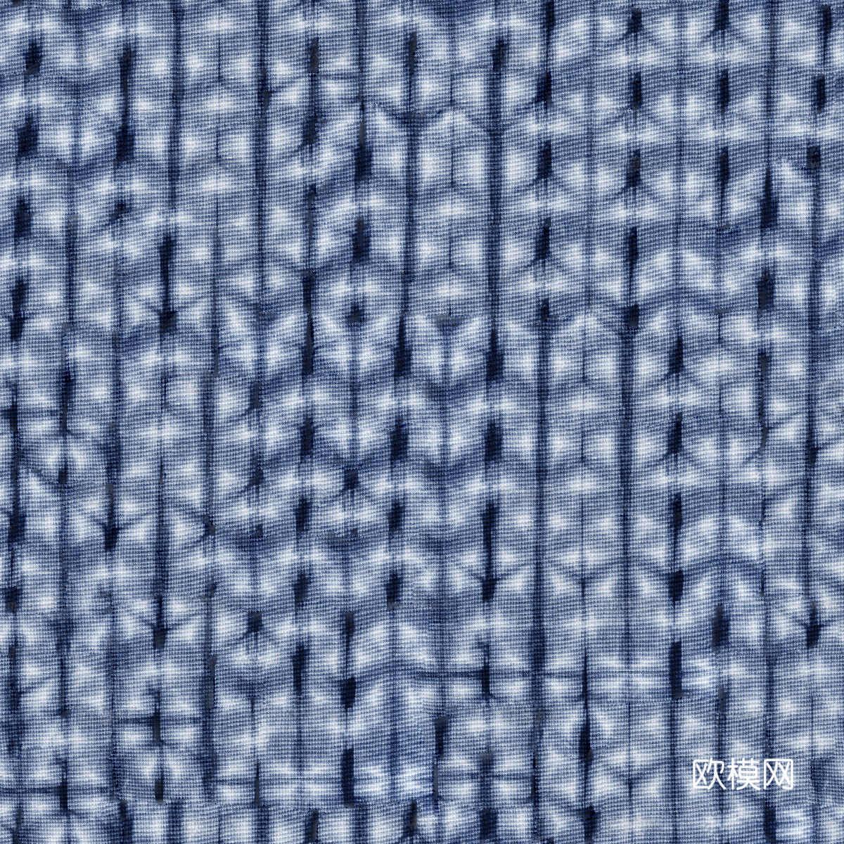 蓝色手工蜡染扎染布纹28