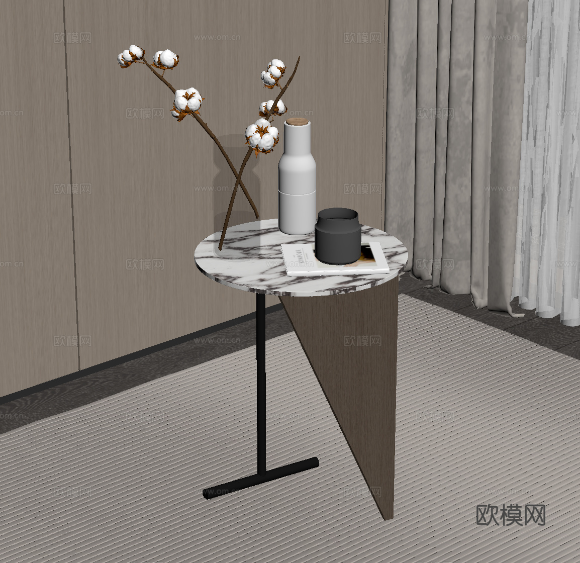 现代意式边几 角几圆几su模型