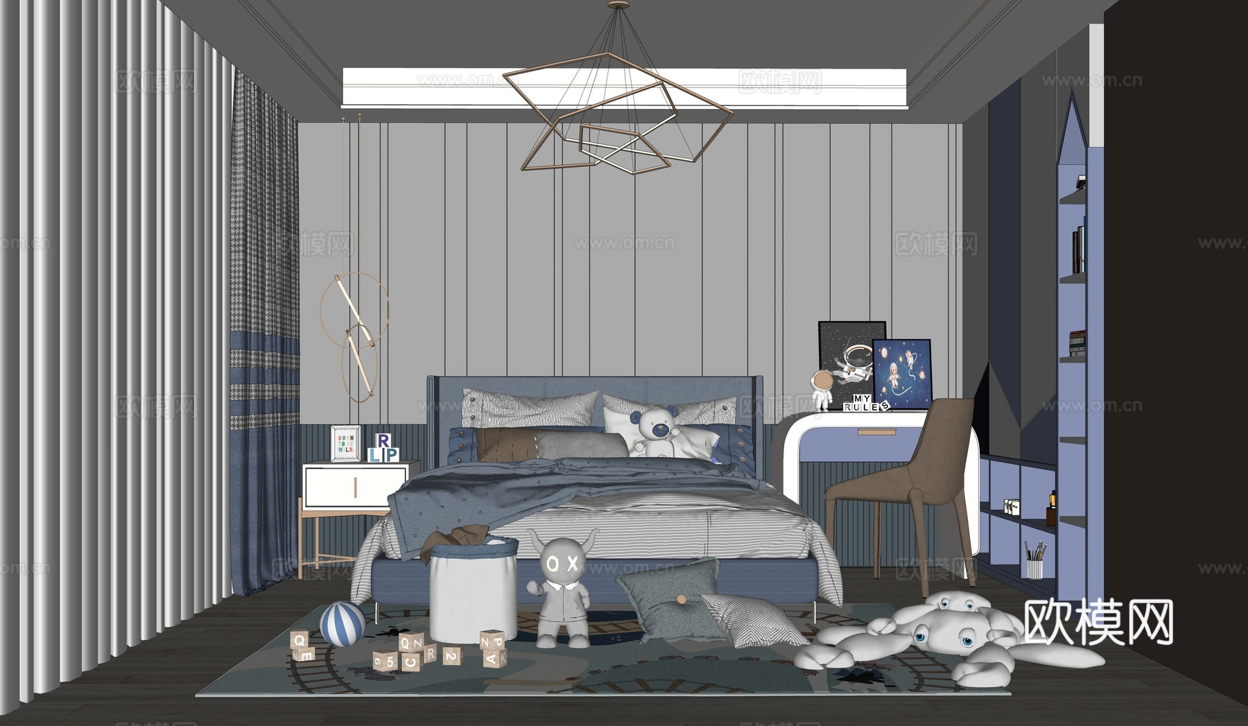 现代卧室su模型