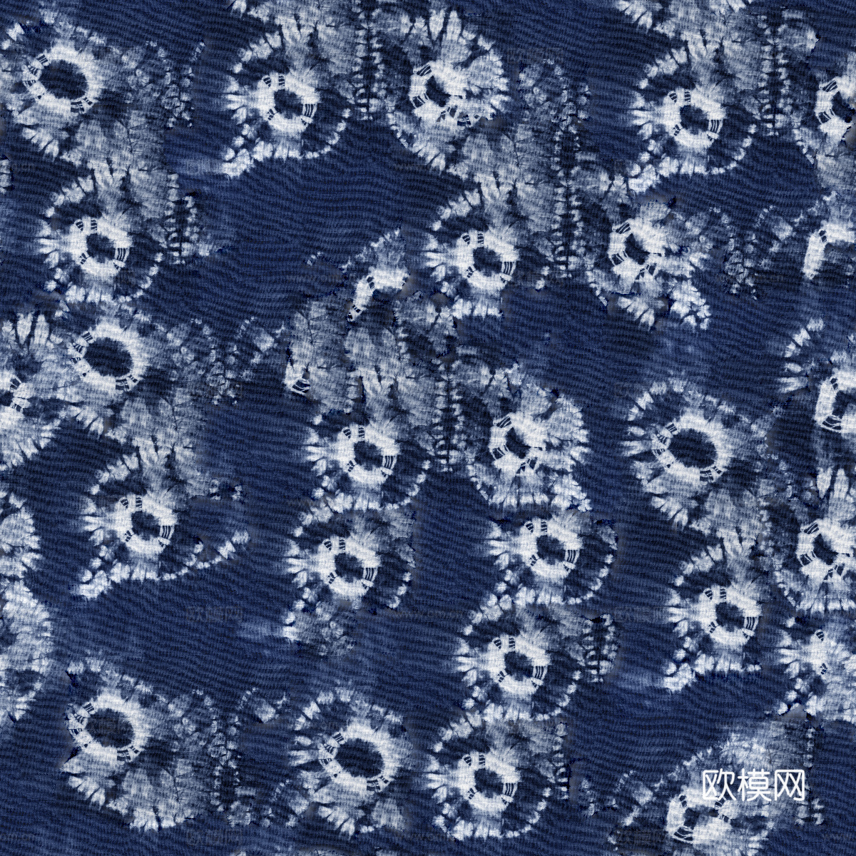蓝色手工蜡染扎染布纹37
