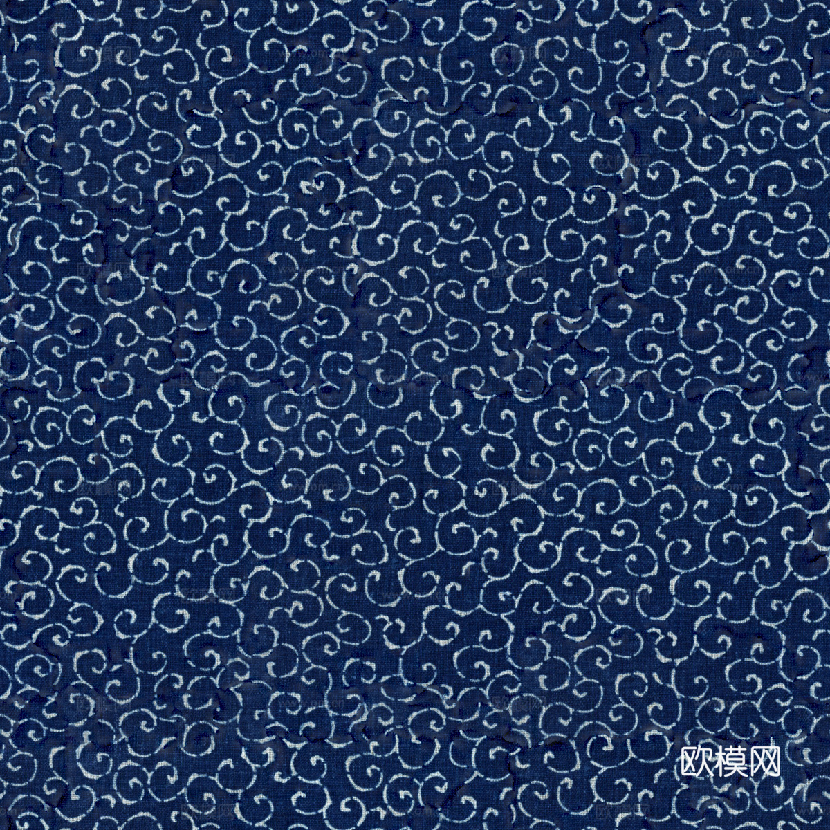 复古蓝印花传统蓝色印染印花布纹54