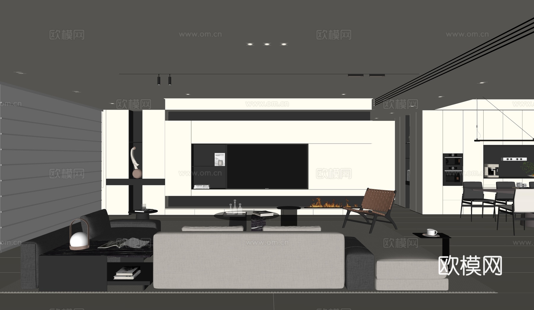 现代简约客厅su模型