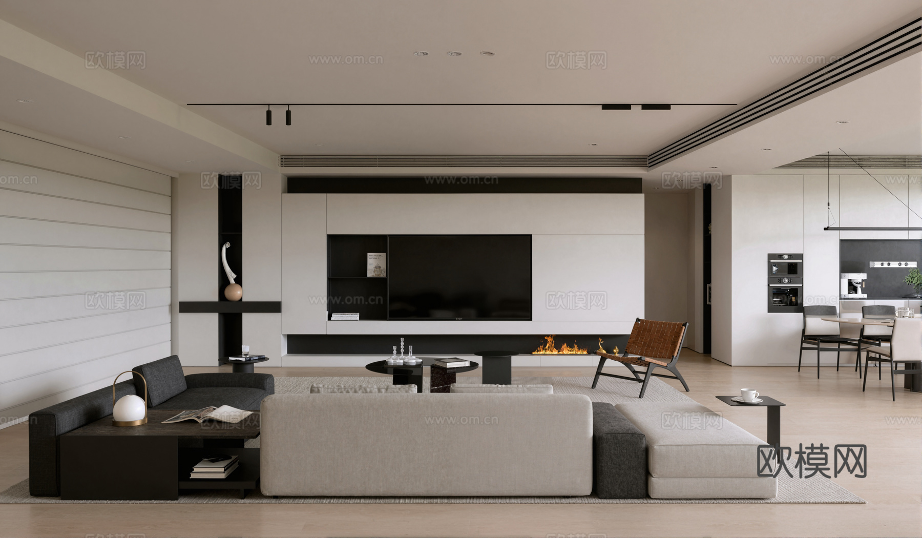 现代简约客厅su模型