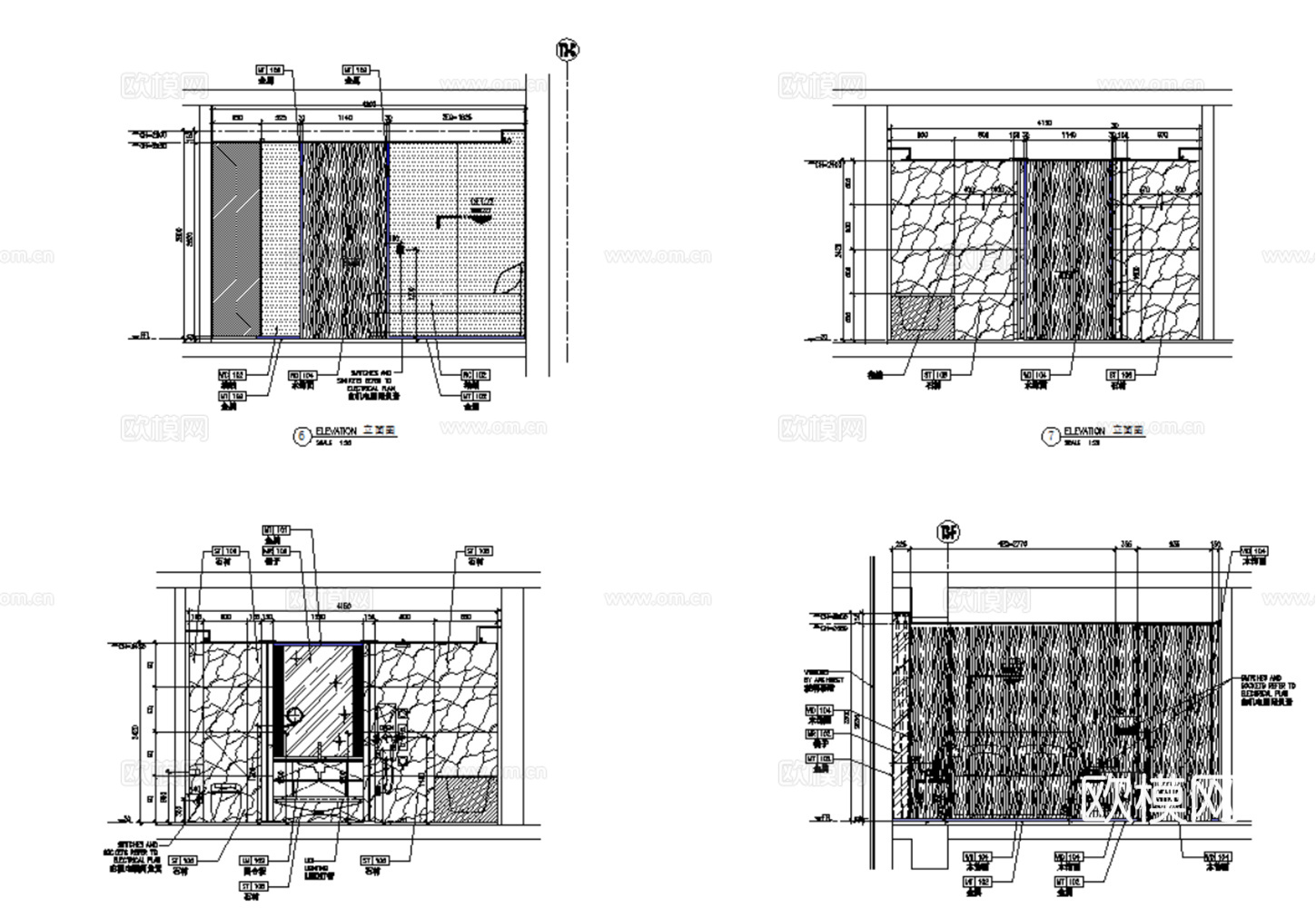10现代简约轻奢风格别墅样板间大平层复式家装CAD施工图附效cad施工图