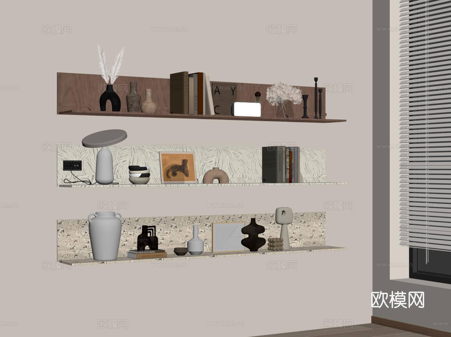 中古风置物架su模型