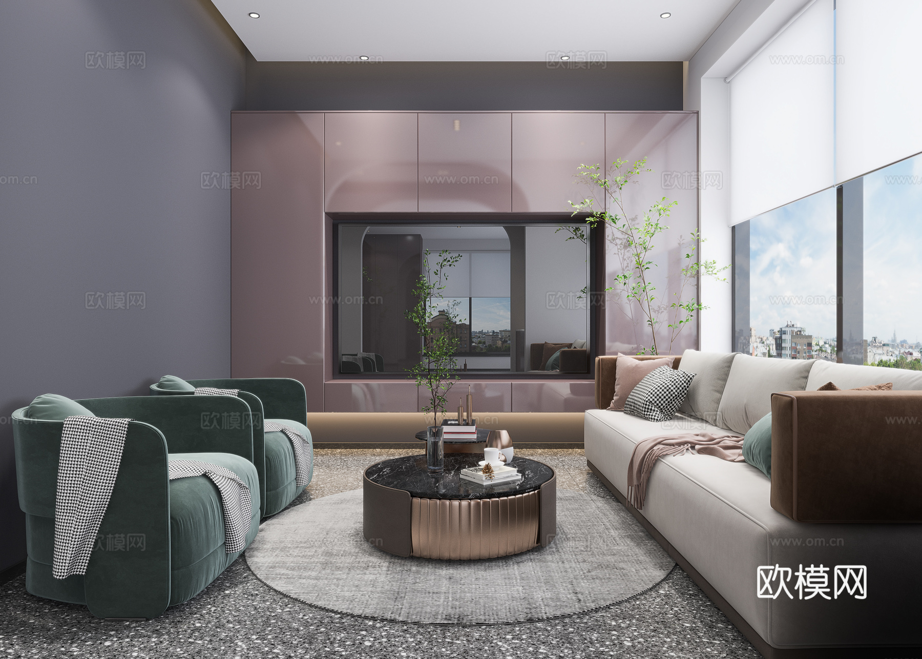 健身房器材休闲区3d模型下载（渲染图2）