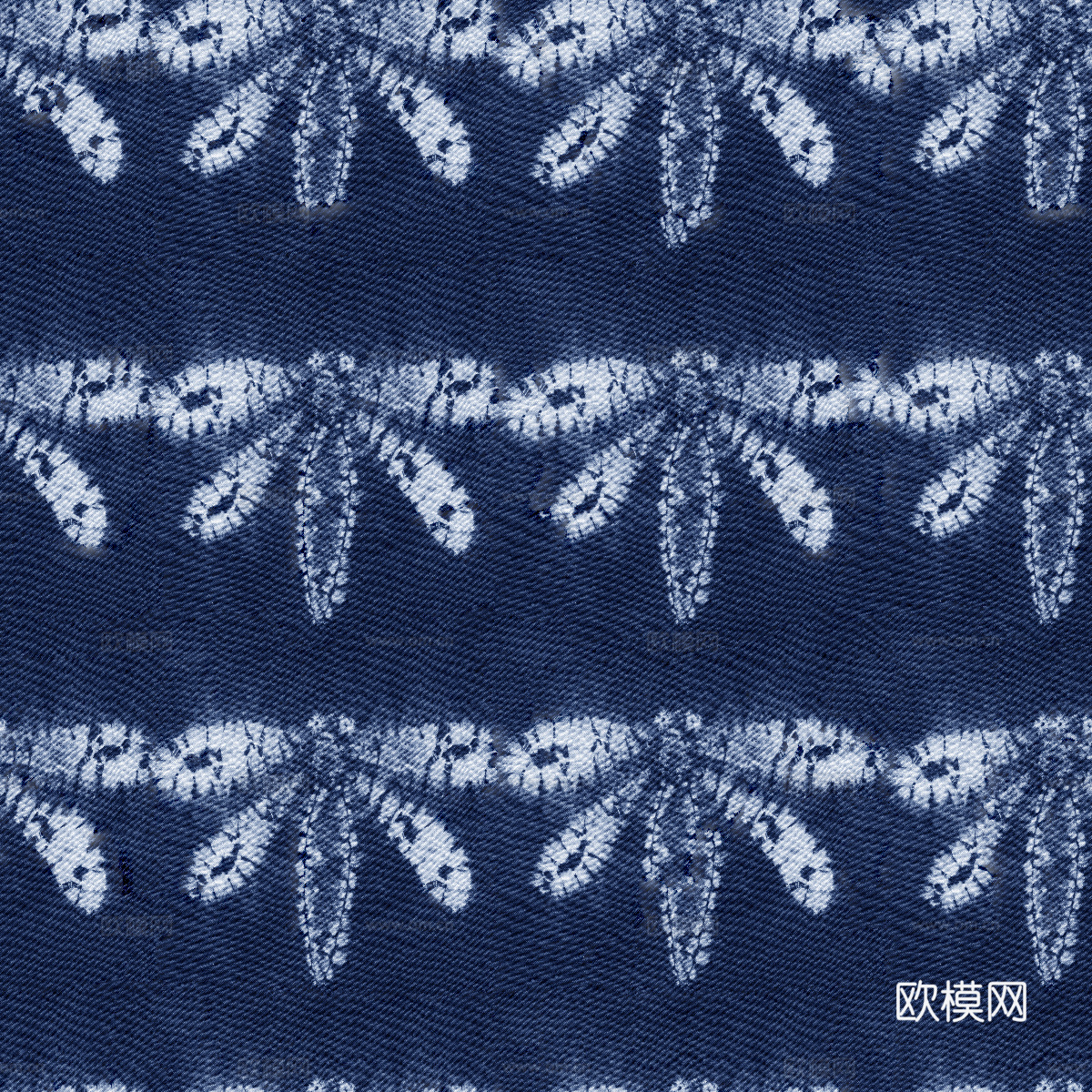 蓝色手工蜡染扎染布纹45