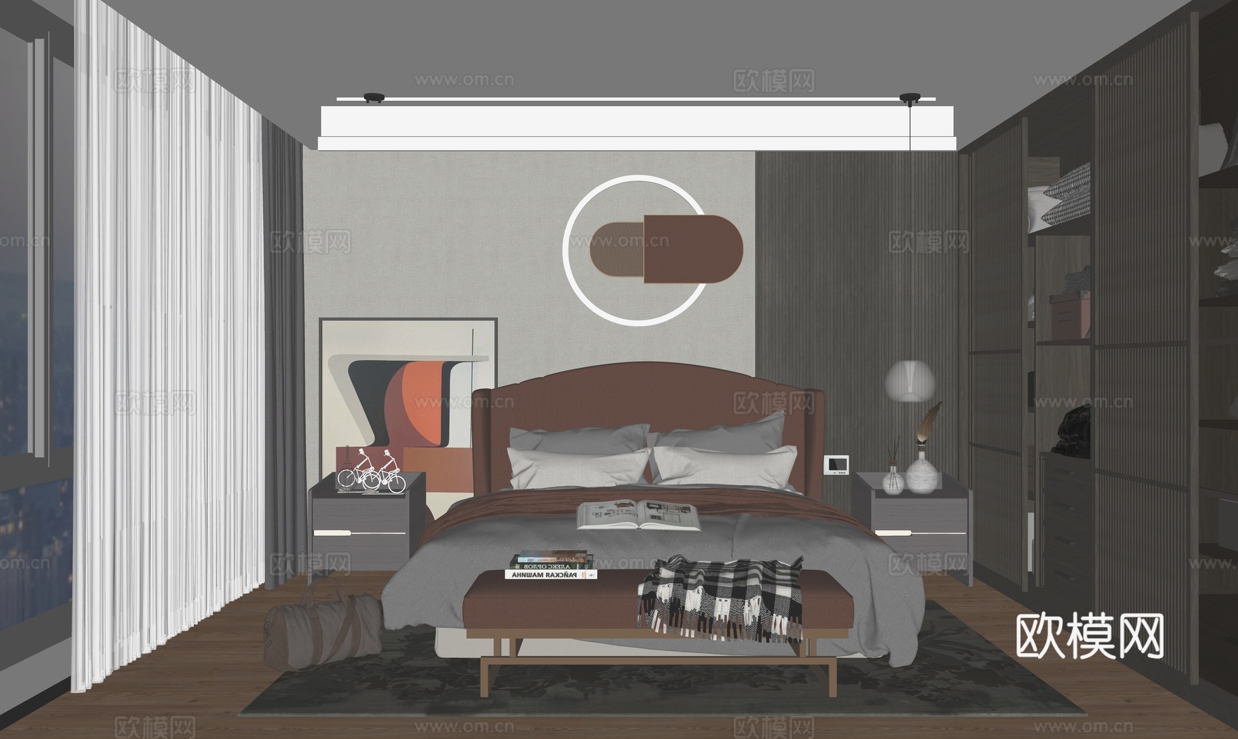 现代卧室su模型