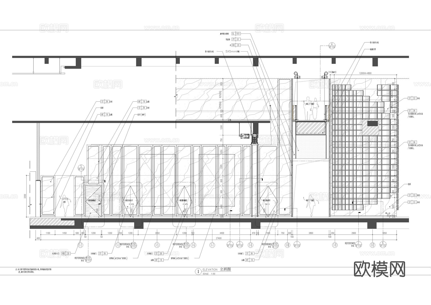 酒店大堂1F施工图cad施工图