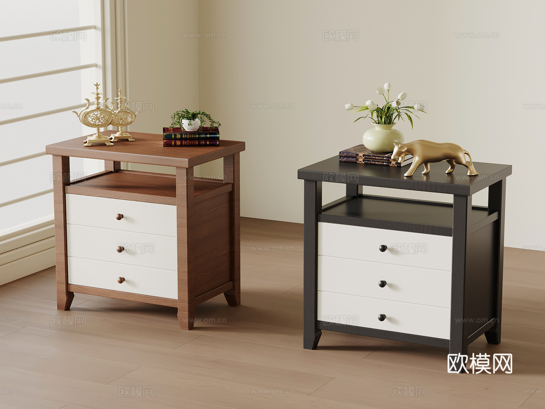 法式中古床头柜 边柜su模型