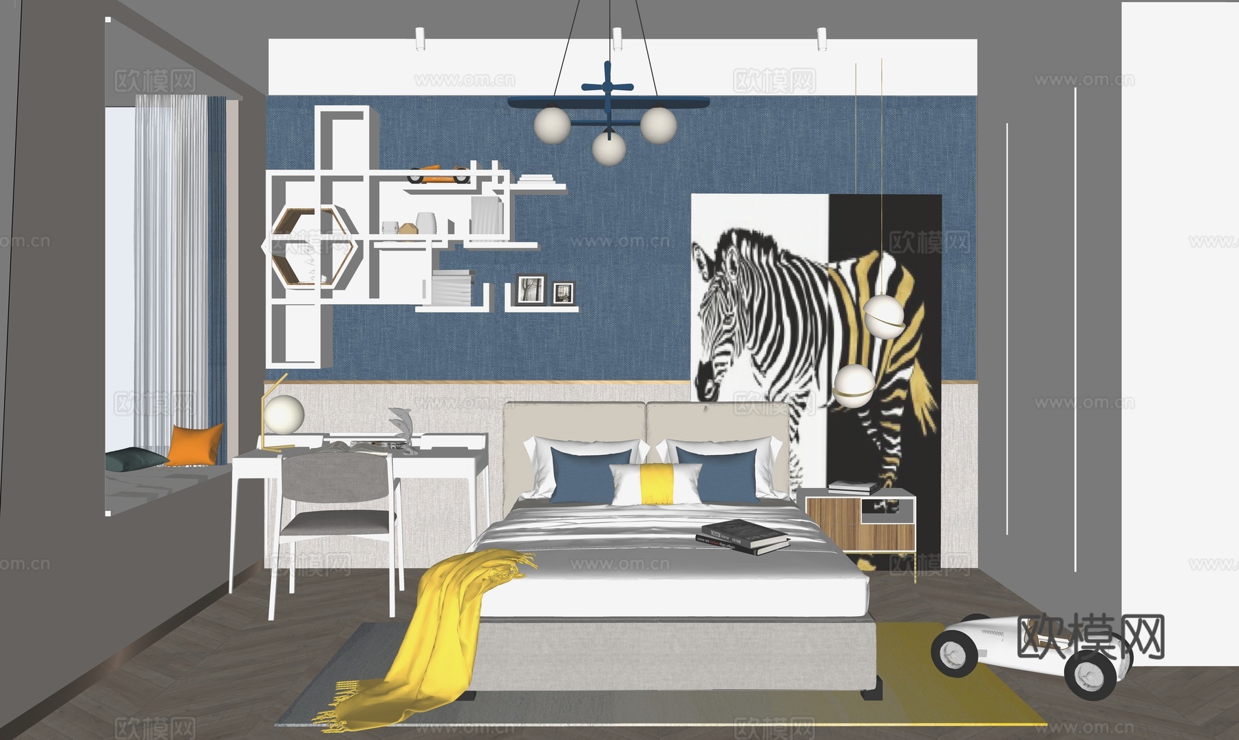 现代卧室su模型