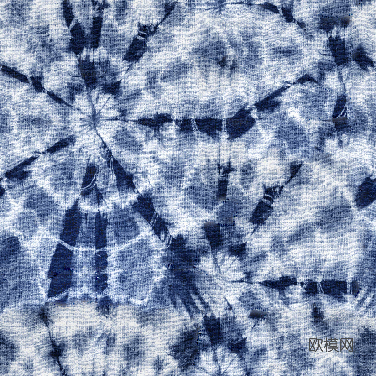 蓝色手工蜡染扎染布纹23