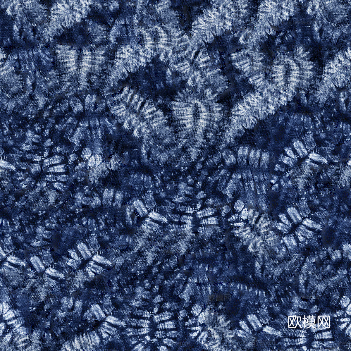 蓝色手工蜡染扎染布纹31