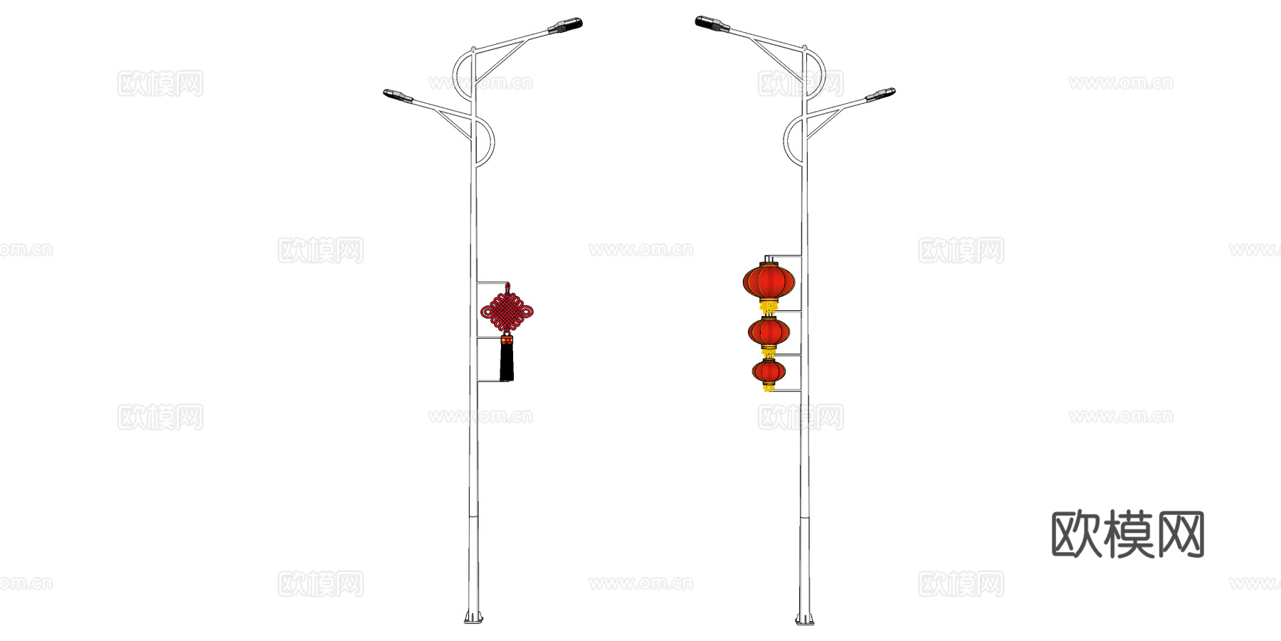 路灯 灯笼 中国结su模型