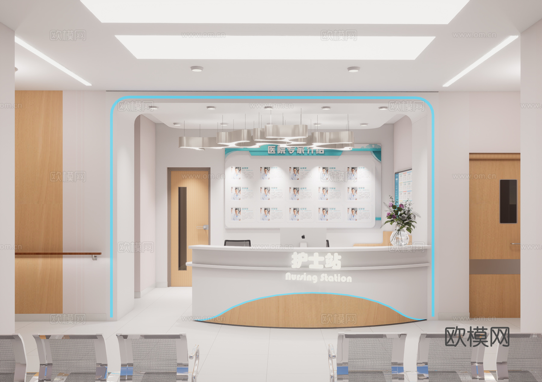 0063护士站 医院前台 咨询台 接待台su模型