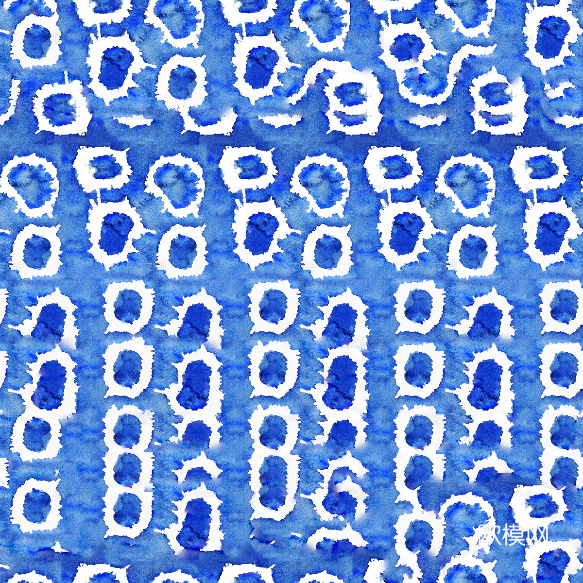 青色靛蓝水彩扎染蜡染布纹纹理2