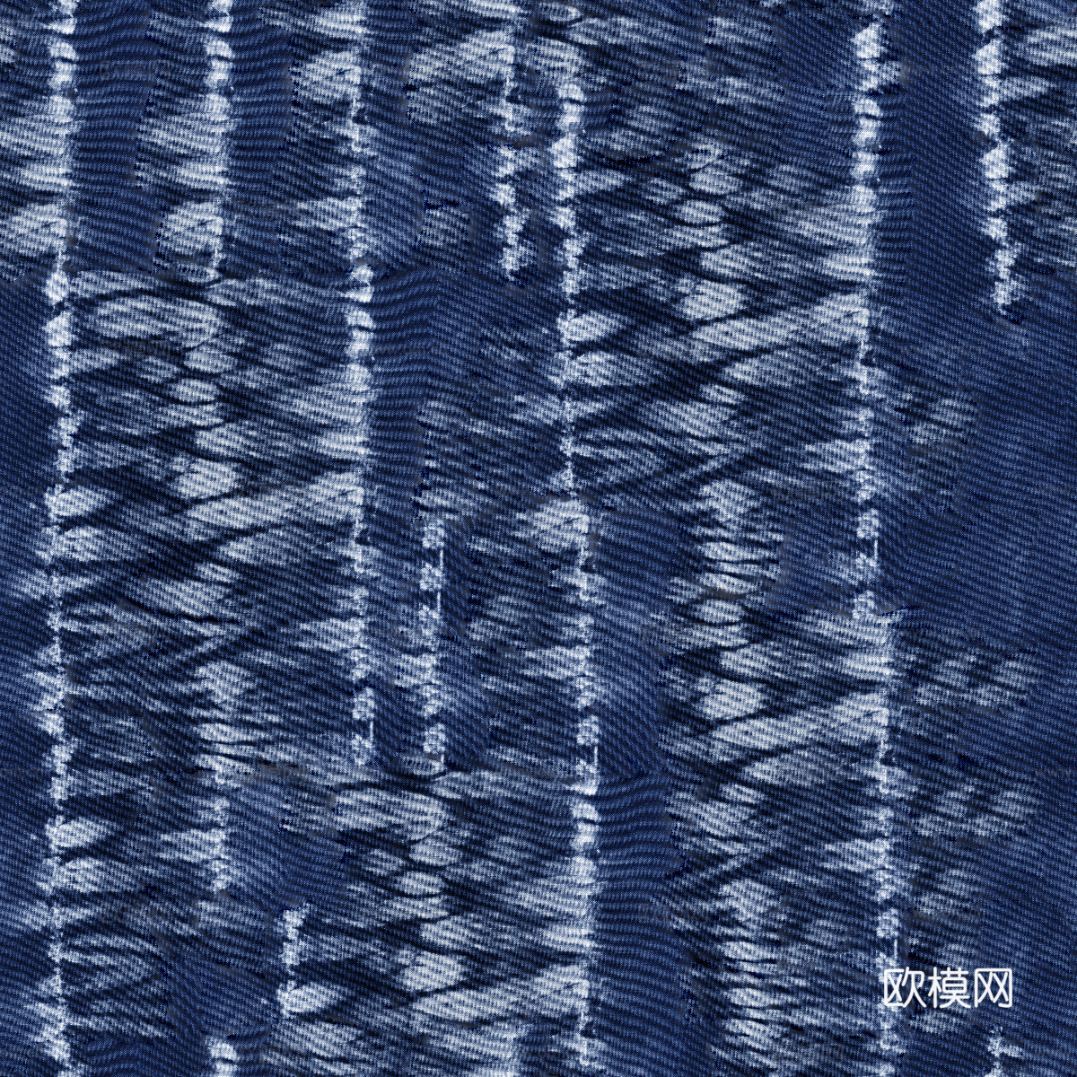 蓝色手工蜡染扎染布纹21