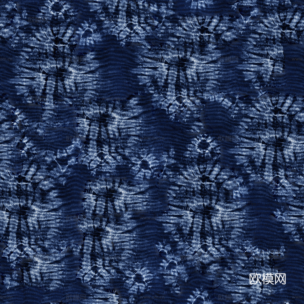 蓝色手工蜡染扎染布纹41