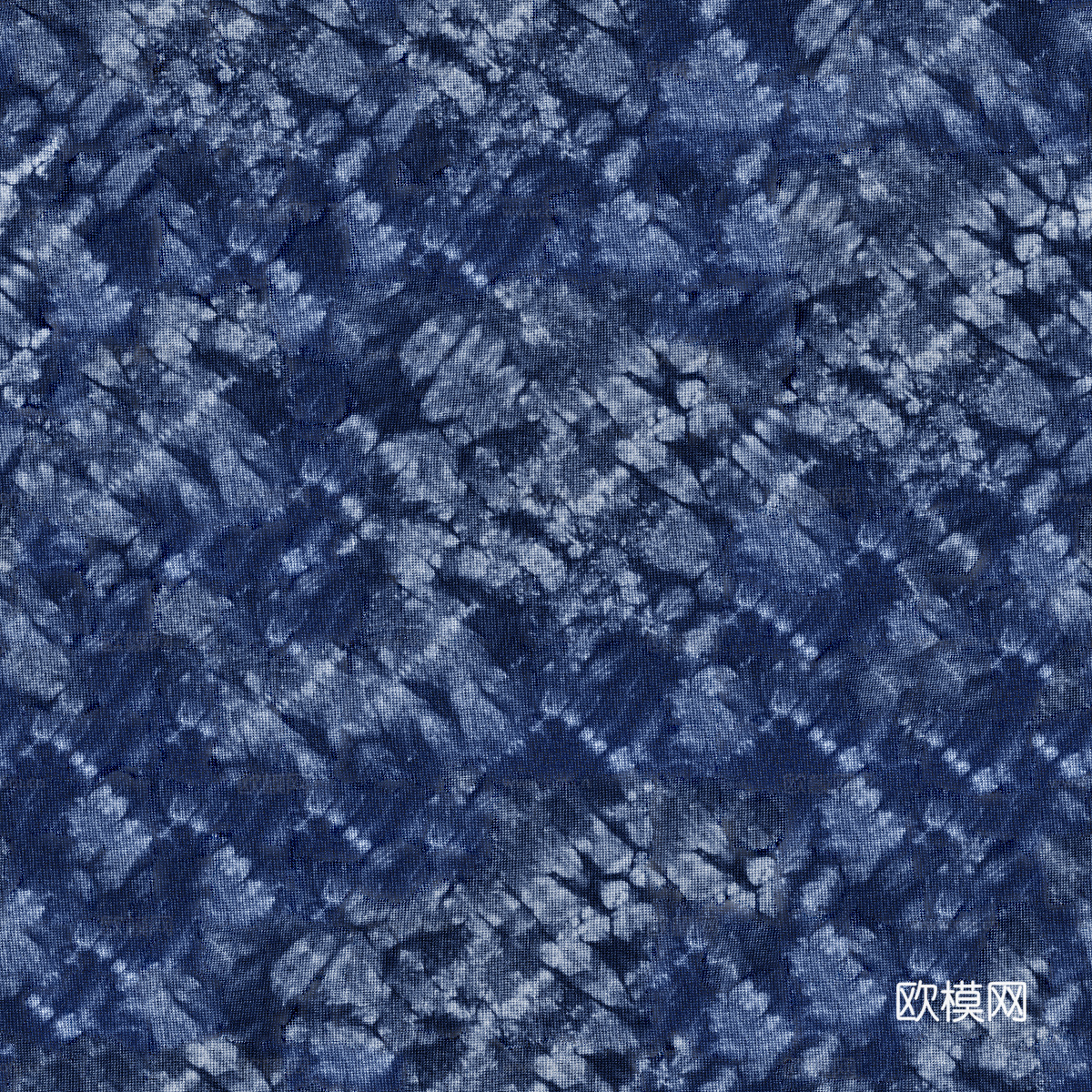 蓝色手工蜡染扎染布纹10