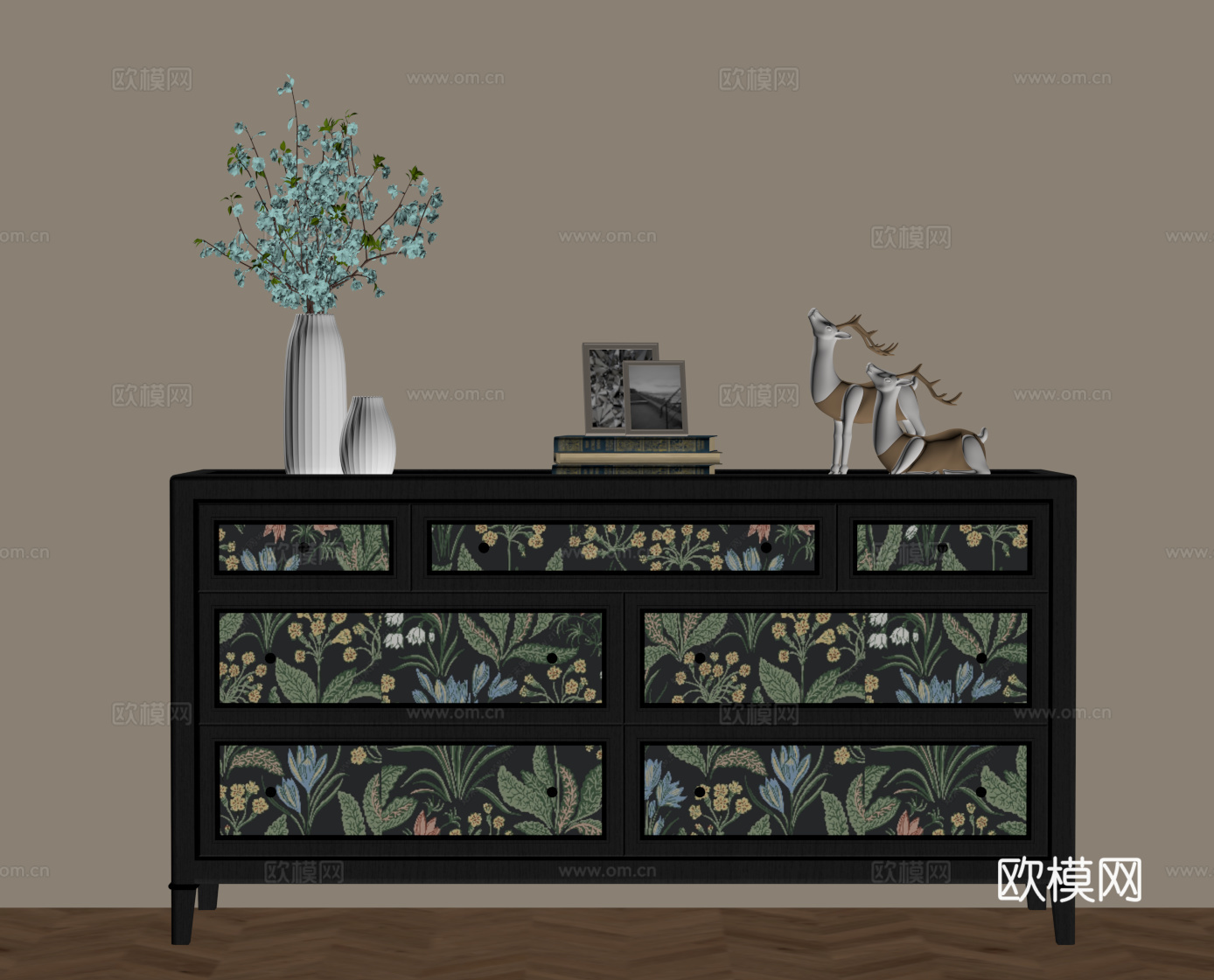 法式复古玄关柜 边柜su模型