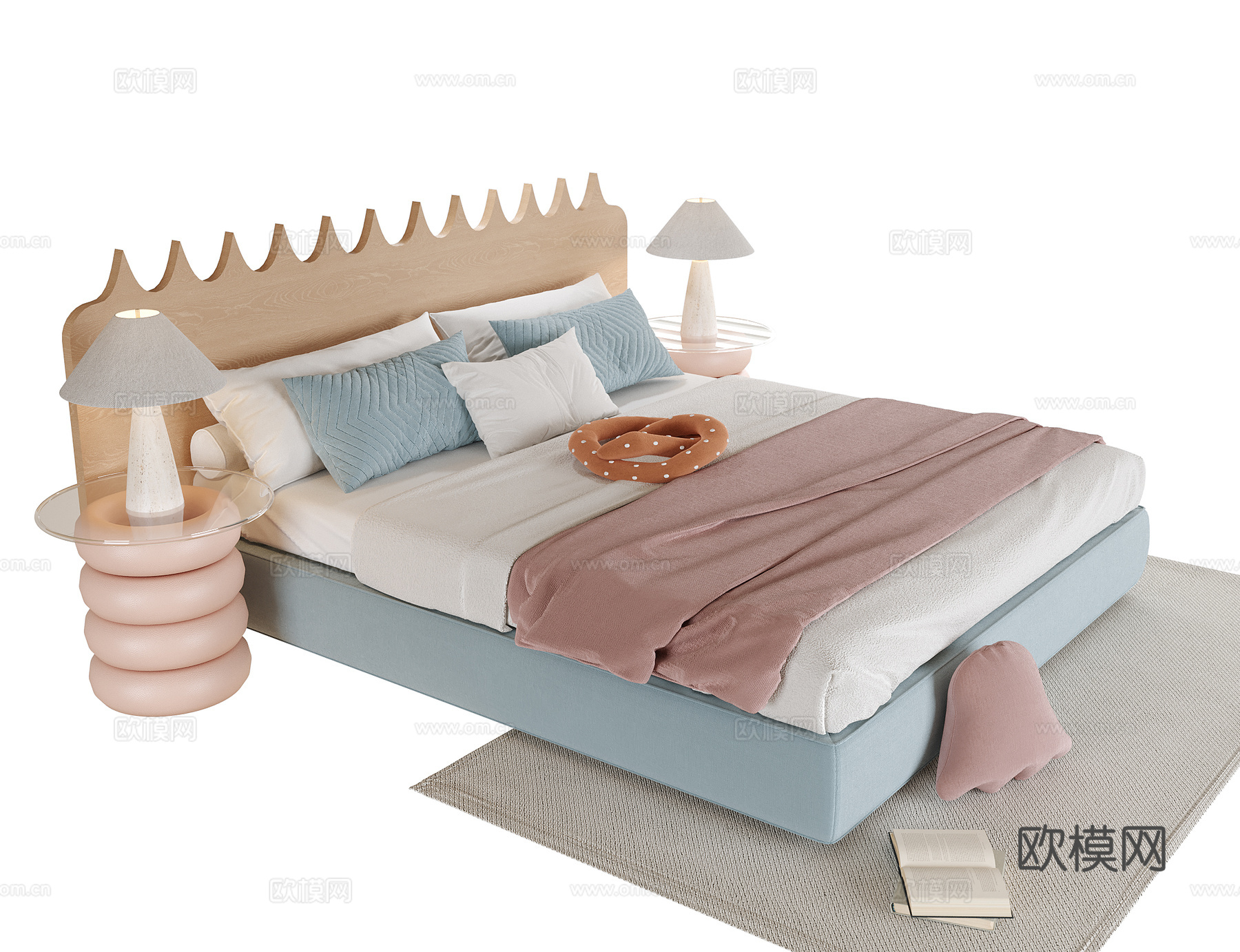 现代儿童床 儿童床头柜su模型